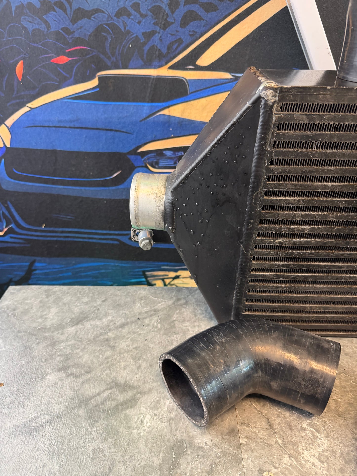 ETS fmic kit 15-21 Subaru STi black 3.5” core extreme turbo systems FRONT MOUNT INTERCOOLER w/ burnt titanium pipes for ROTATED turbo