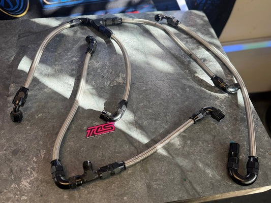 Under hood fuel lines Subaru STi 8 AN braided stainless steel w/ fittings