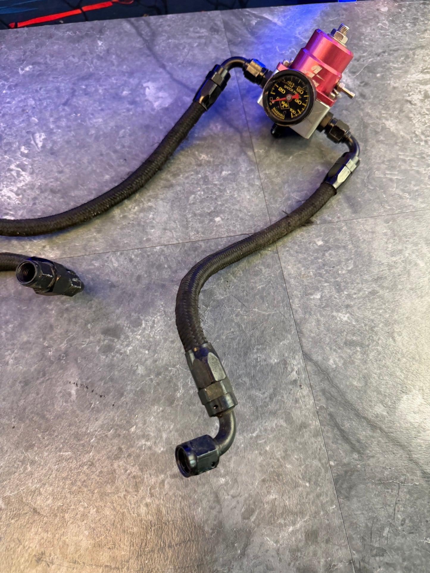 Torque solutions billet top feed fuel rails for Subaru STi & wrx w/ lines and areomotive a 1000 fuel pressure regulator