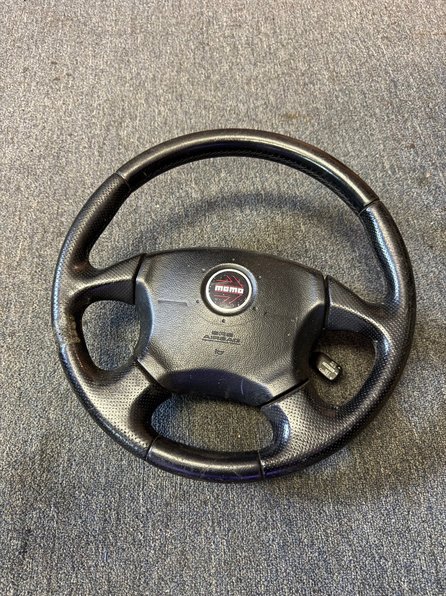 2004-2005 Subaru Impreza WRX OEM Momo Steering Wheel Assembly With MOMO Red Airbag