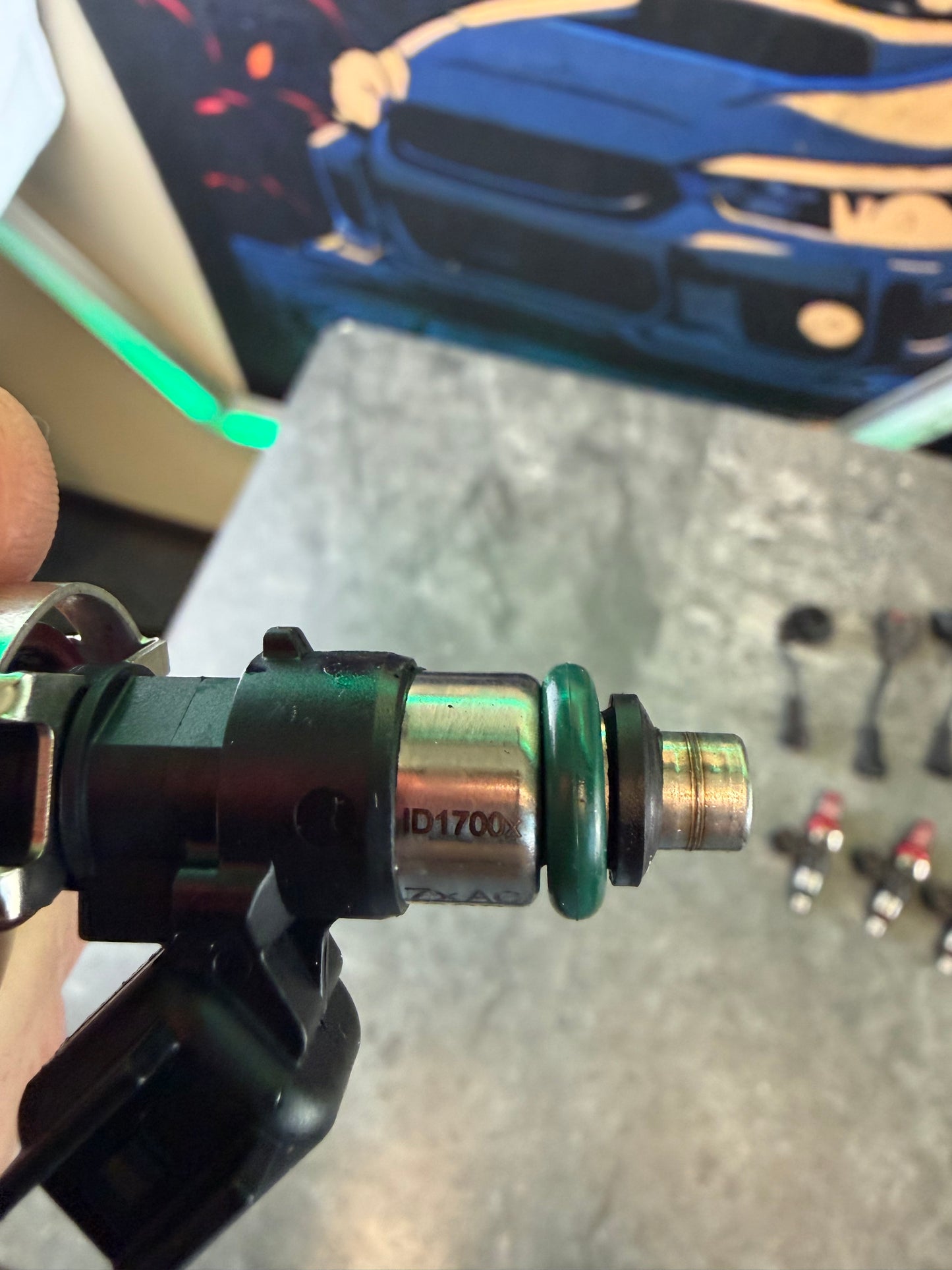 ID 1700 X XDS Subaru STi & wrx top feed fuel injectors flex fuel w/ 14 mm caps / plug & play