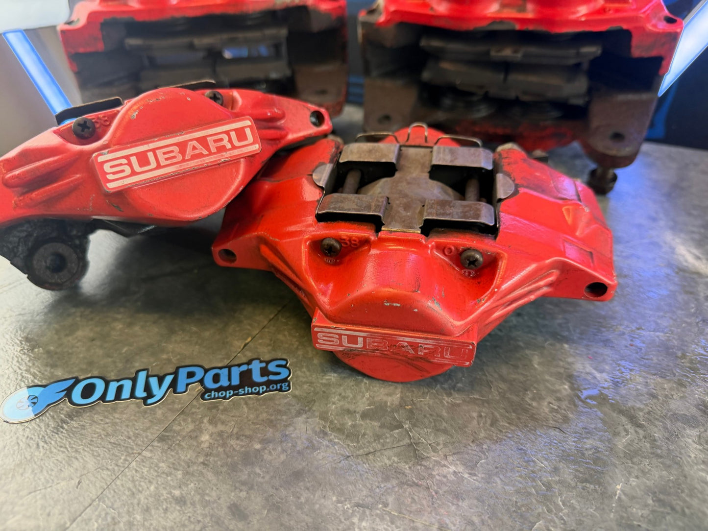 OEM Fuji 4/2 pot Subaru wrx “ baby brembos “ brake calipers jdm 2006 2007 Hawkeye