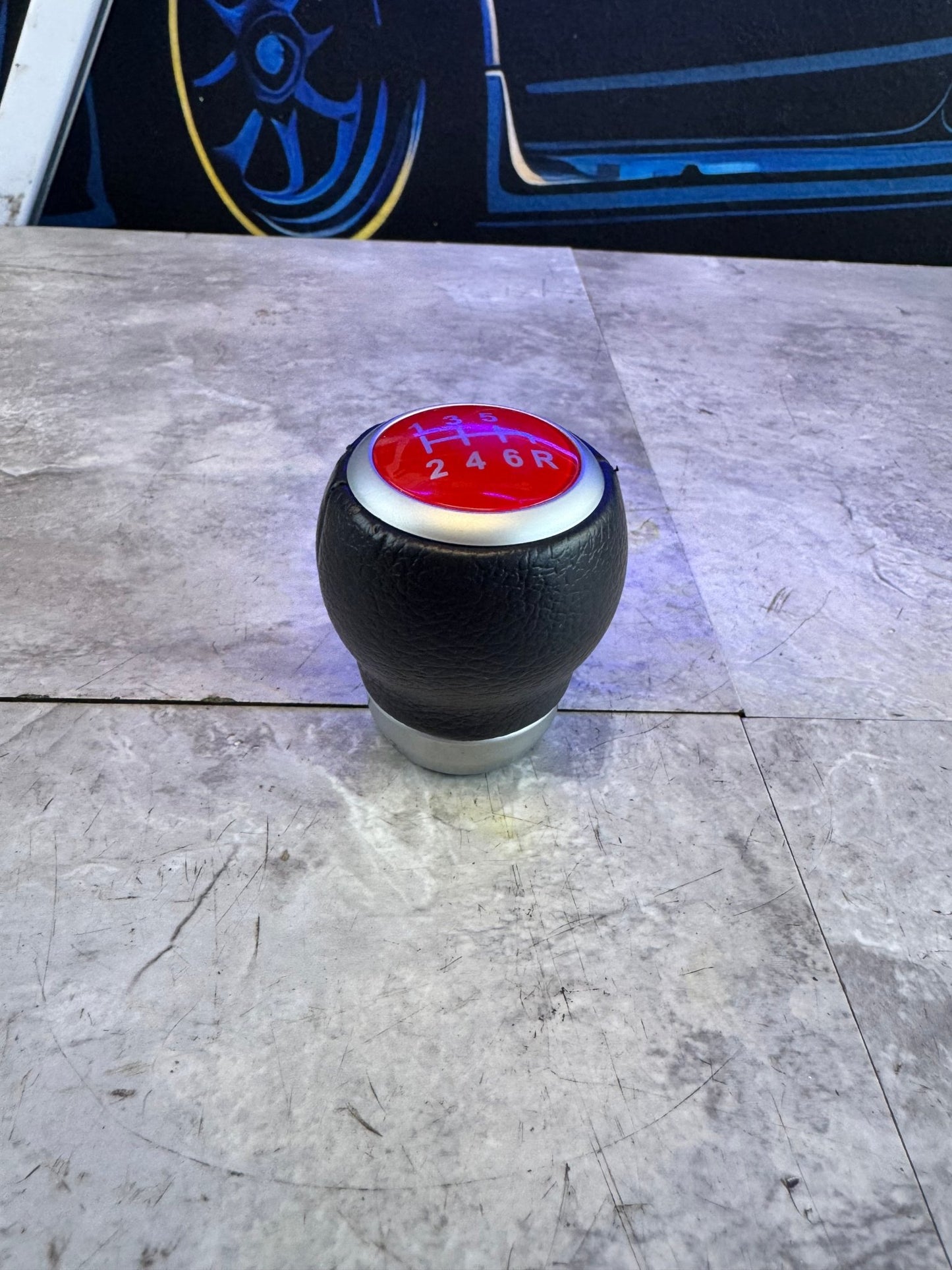 Aftermarket Red Shift Knob For Subaru 6 Speed MT 6MT Leather Wrapped