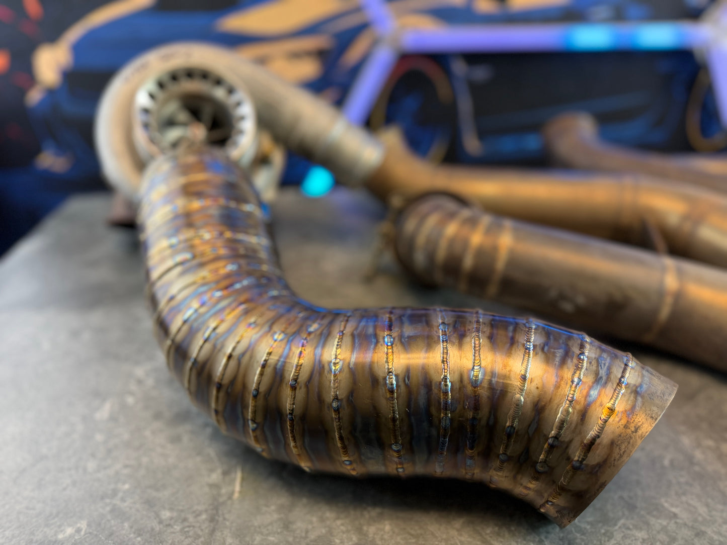 CUSTOM rotated turbo kit ( like ETS ) 08-21 STi 08-14 WRX w: PTE 6466 gen 900 HP & custom pie cut TITANIUM intake SUBARU