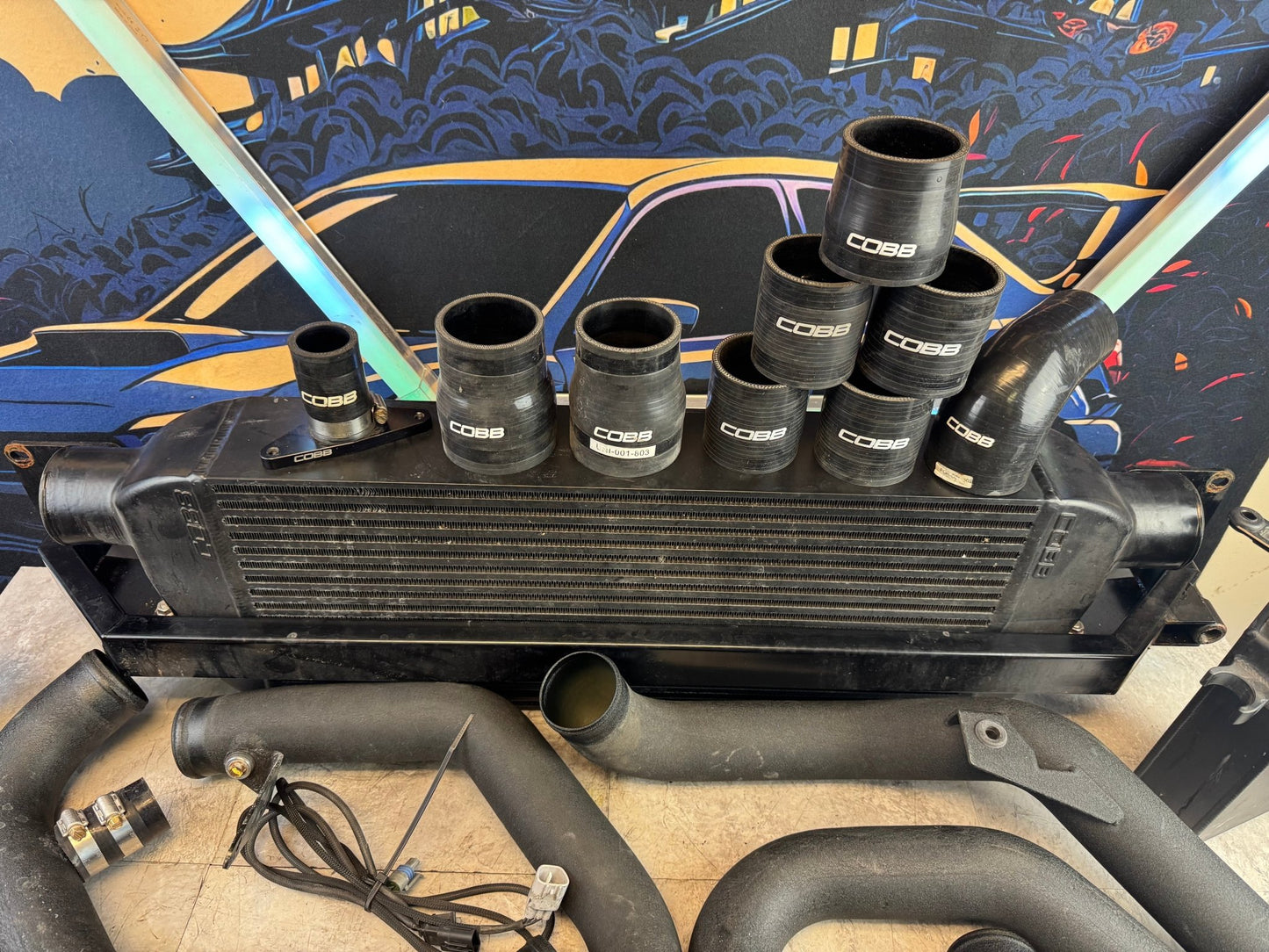 Cobb 4" Speed Density Front Mount Intercooler Kit With Coolant Overflow For 15-21 STi