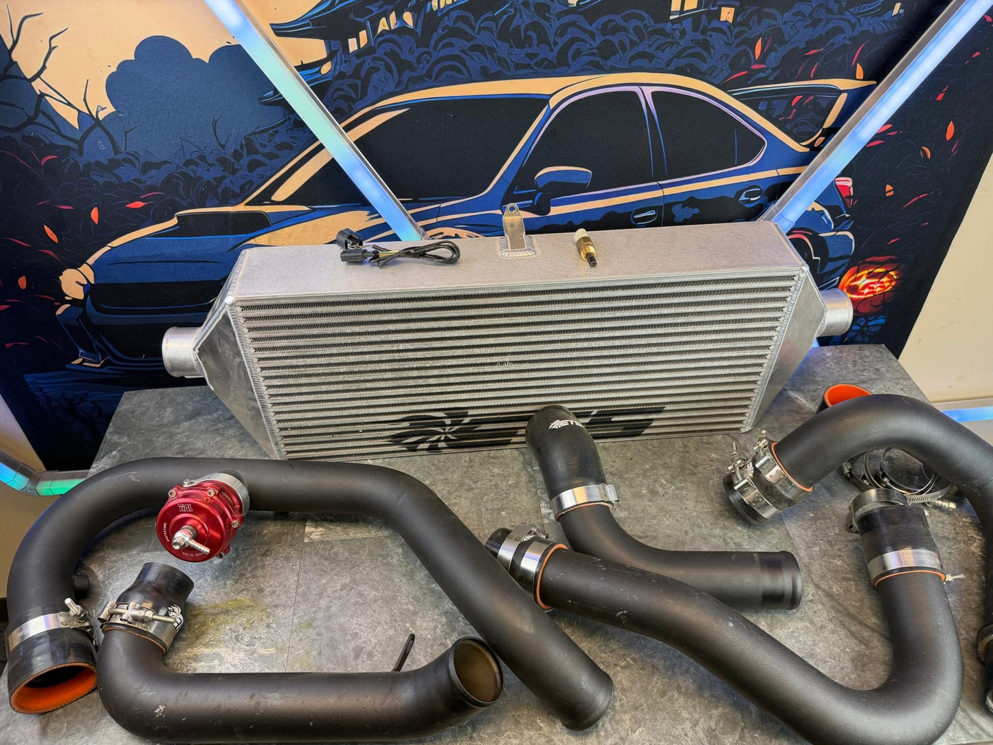 ETS fmic kit front mount intercooler kit 15-21 Subaru STi VA ( rotated ) I wire speed density & tial BOV