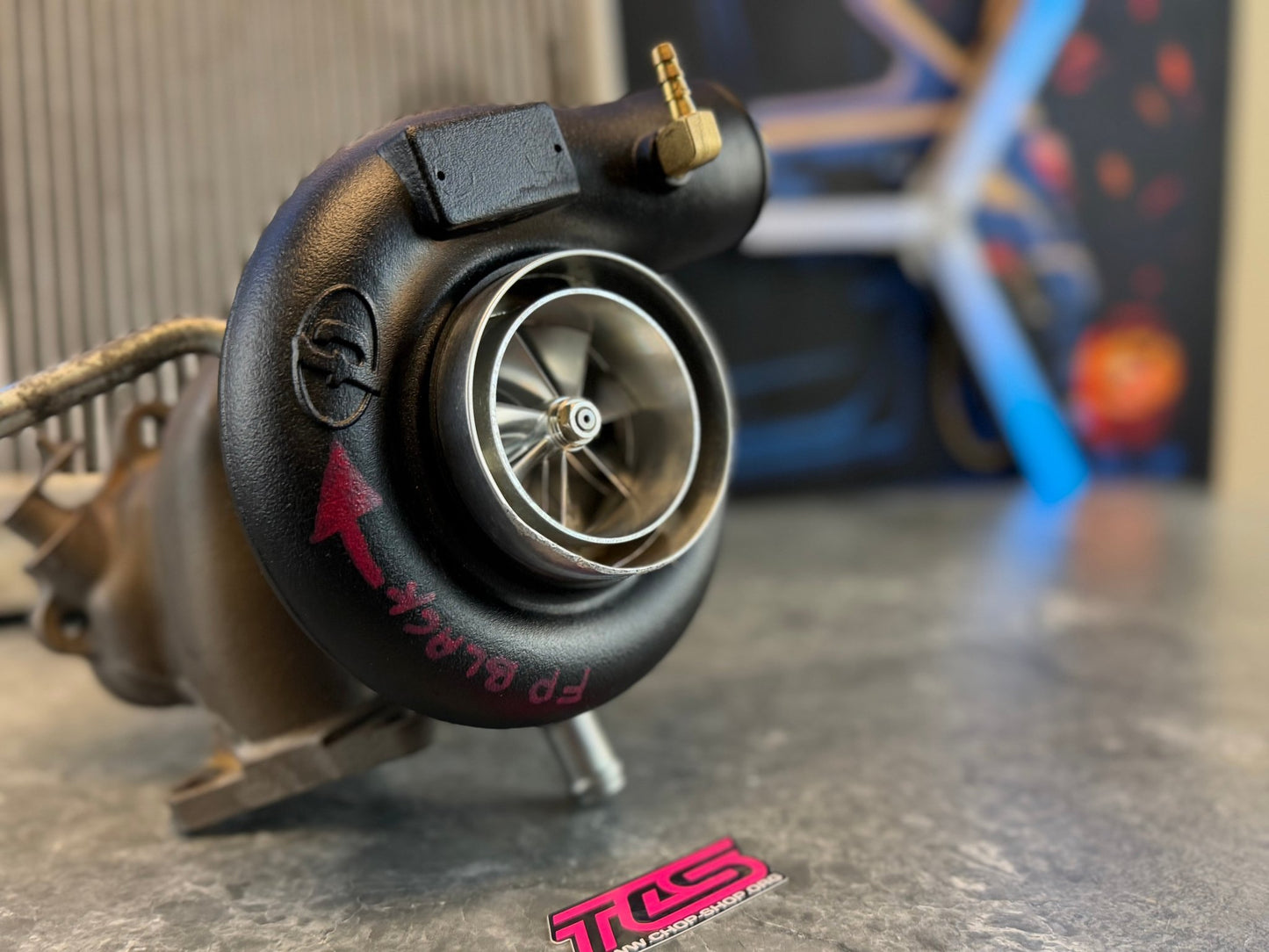 FP “ black “ stock location turbo Subaru STi & wrx ej257 forced performance 84 HTZ 3.25” cover JB 10 CM