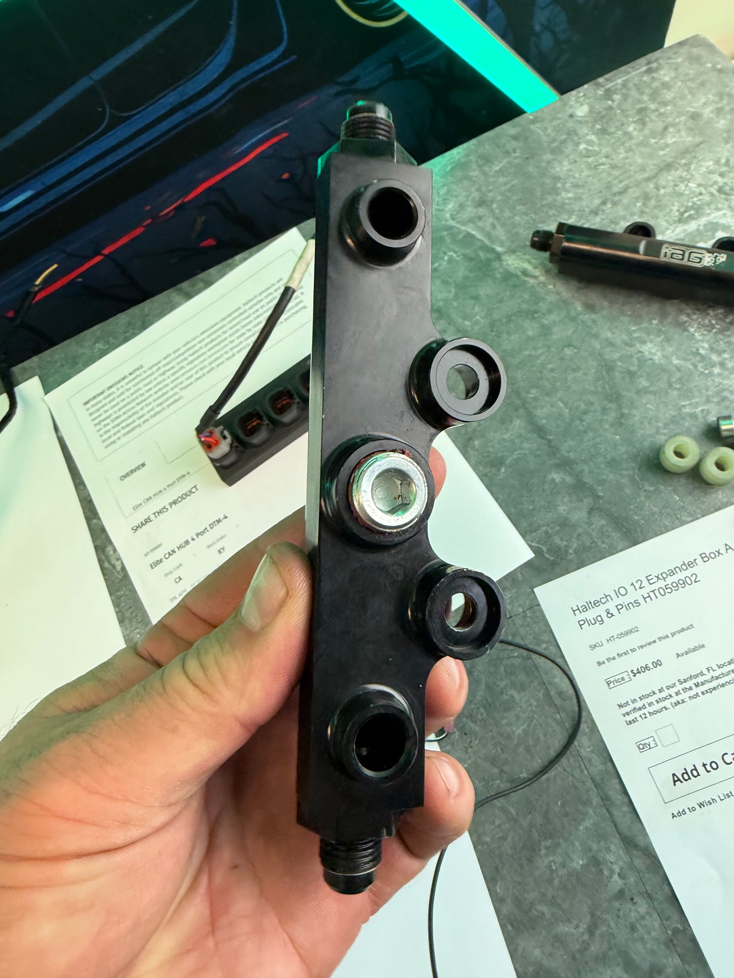 IAG v2 billet black Subaru STi & wrx top feed fuel rails & fittings w/ spacers and bolts