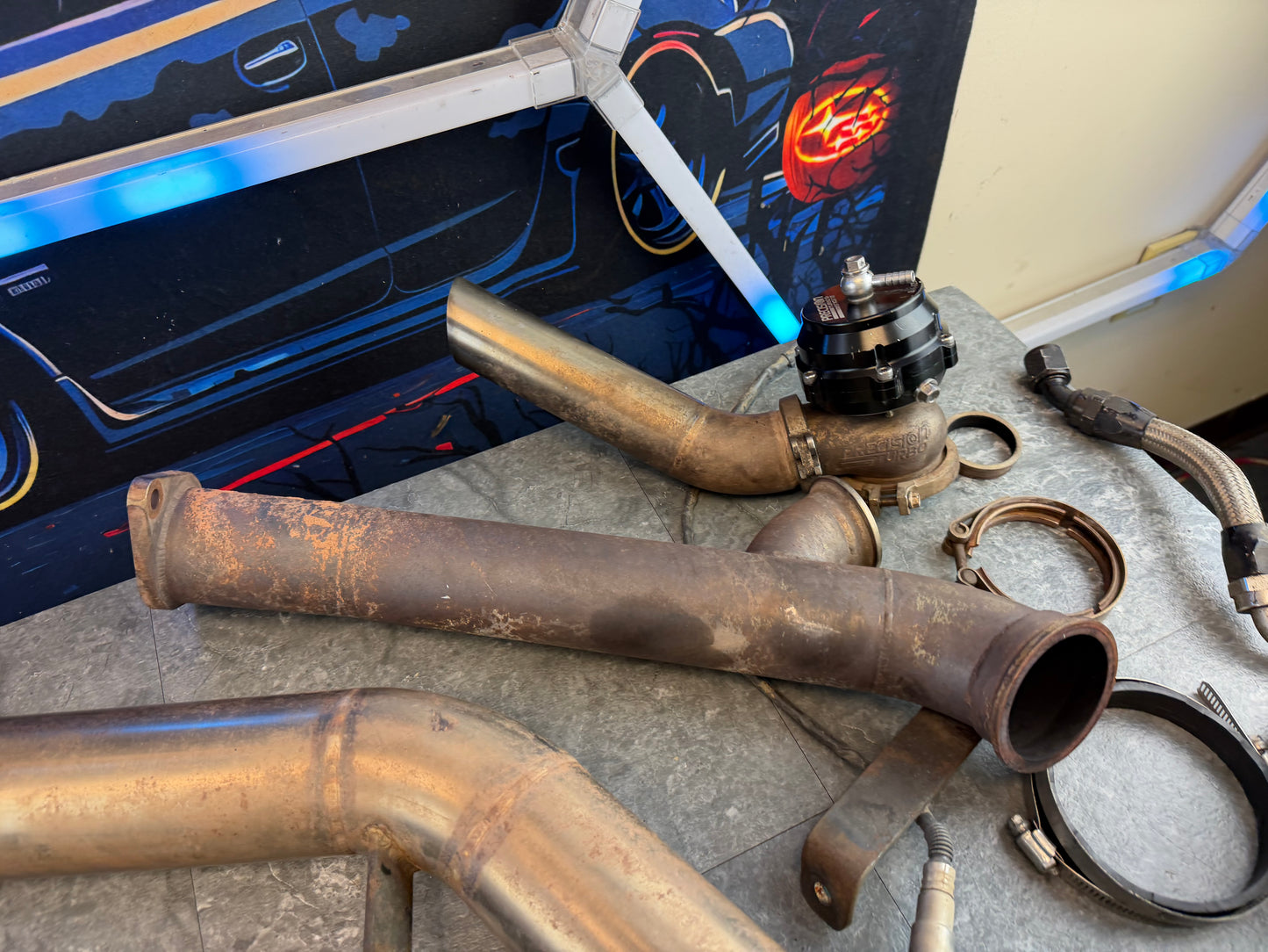 CUSTOM rotated turbo kit ( like ETS ) 08-21 STi 08-14 WRX w: PTE 6466 gen 900 HP & custom pie cut TITANIUM intake SUBARU