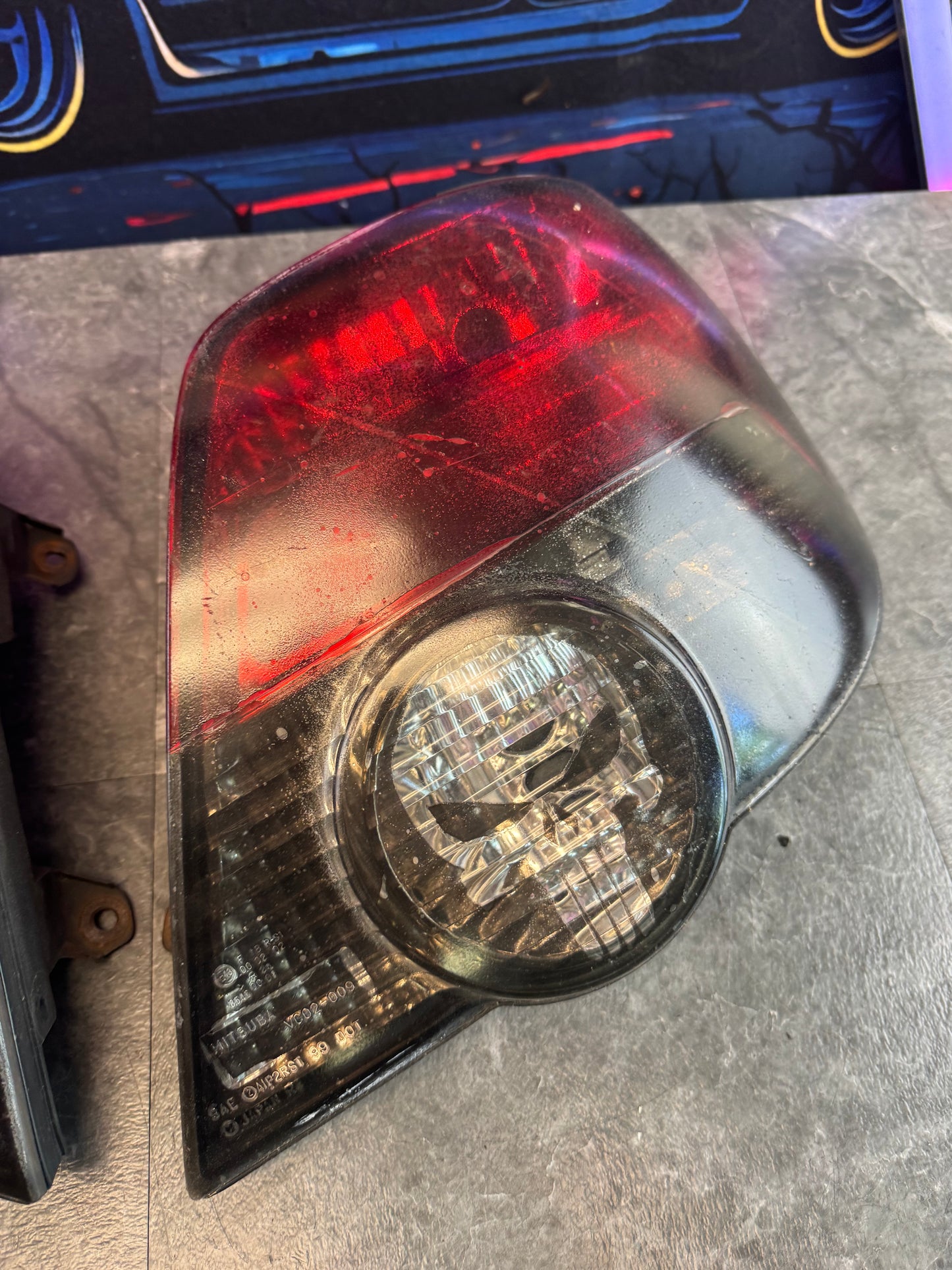 2004-2005 Subaru WRX Hatchback OEM Tail Light Assembly Punisher Skull Tinted Pair