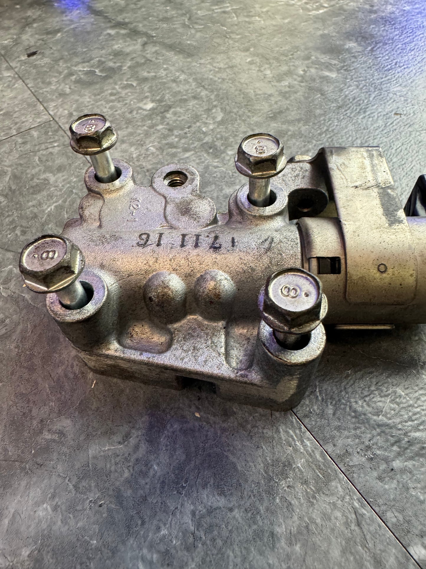 2008-2021 Subaru STi OEM AVCS Solenoid Bracket Housing With Solenoid Exhaust Cam Driver Side For EJ Turbo Motors