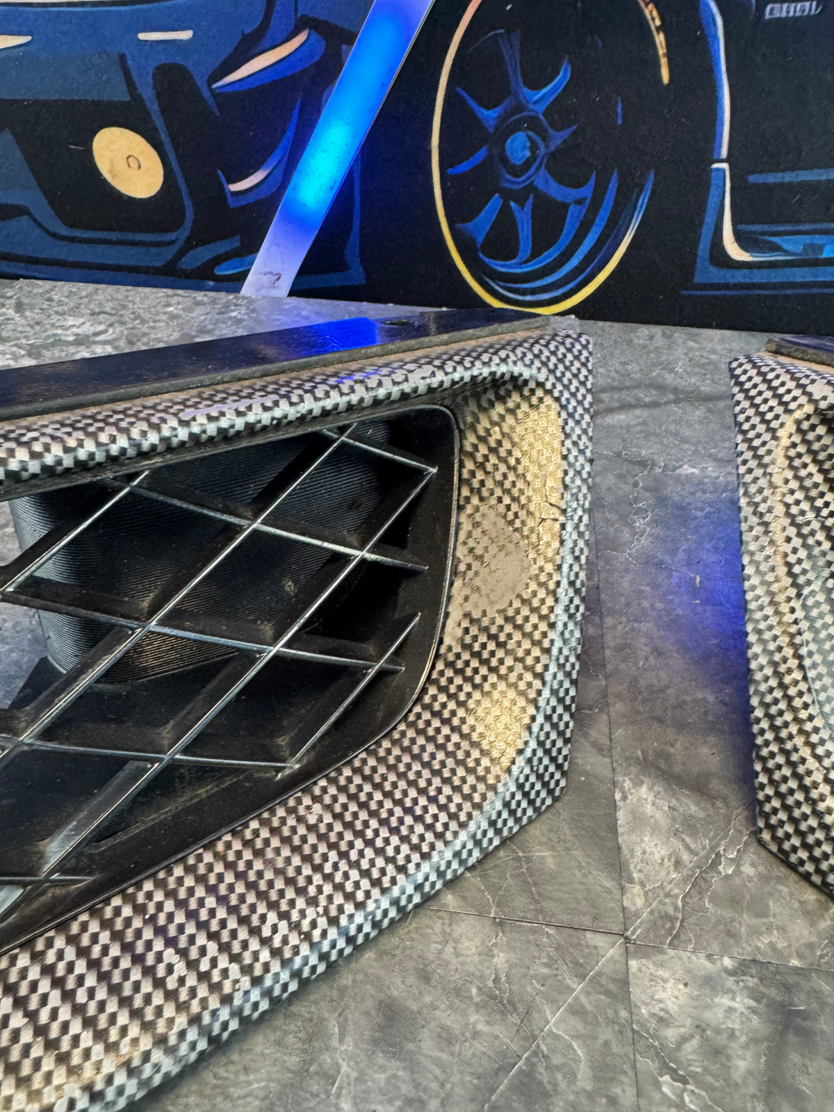 2006-2007 Subaru WRX STi OEM Front Bumper Grill Inserts LH And RH Hydrodipped
