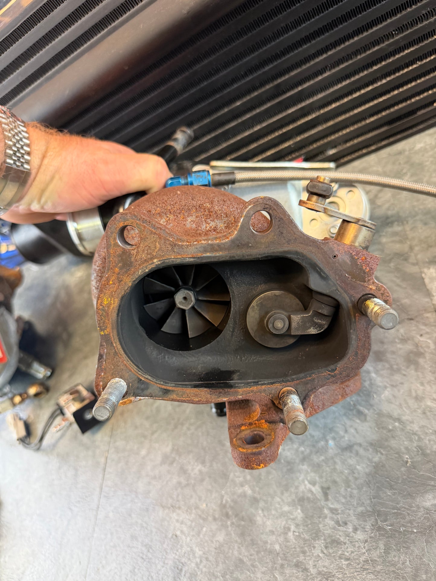 BTP blouch 1.5 XTR xt-r stock location turbo Subaru STi & wrx ball bearing billet 2.5 “ inlet 10 cm