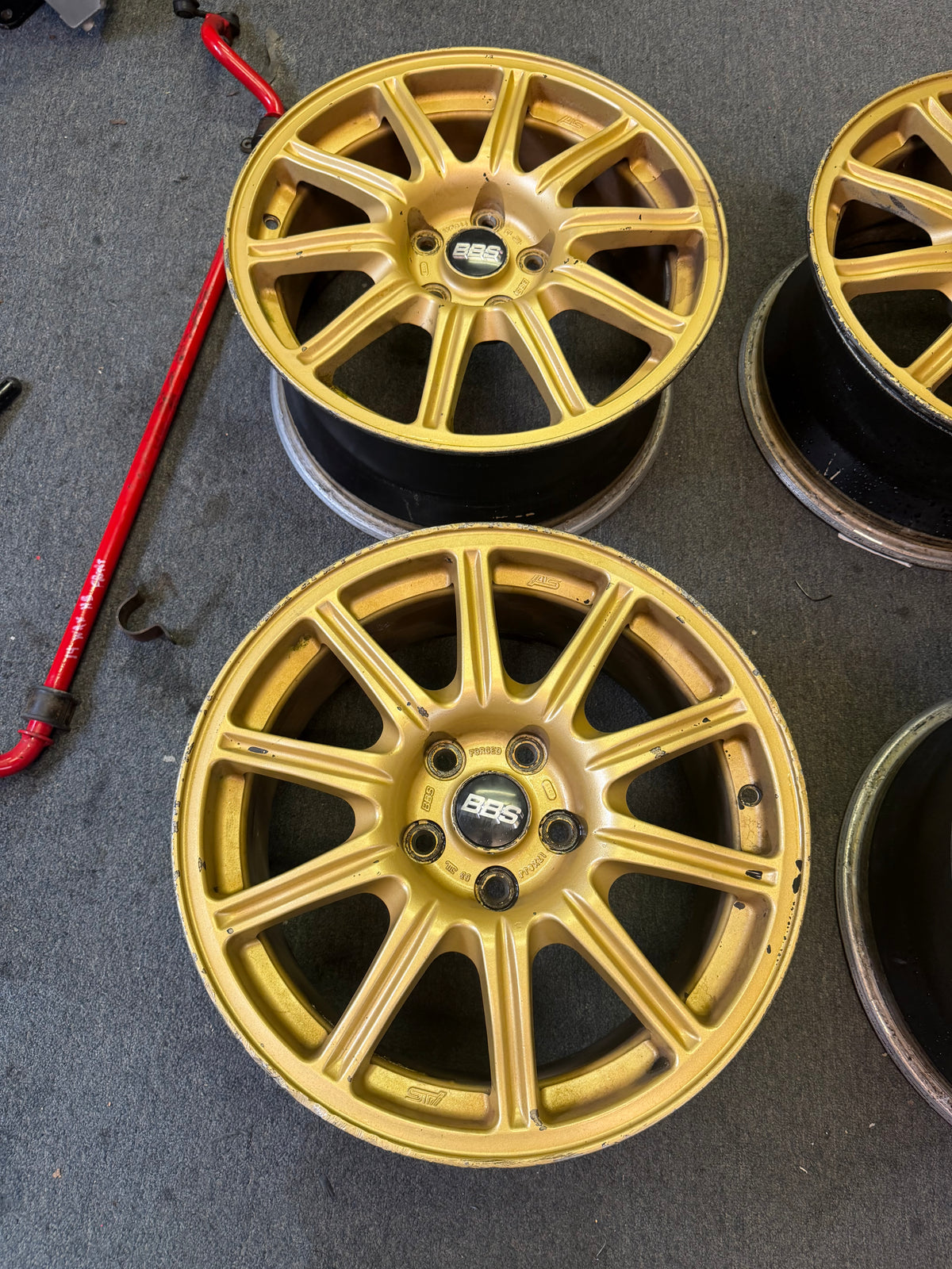 OEM Subaru STi gold BBS forged wheels 2005 -2007 Subaru STi 17x8 +53 5x114