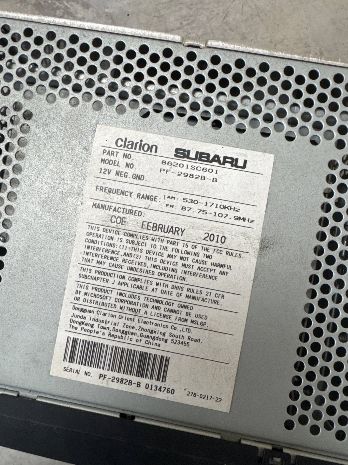 2008-2011 Subaru Impreza  OEM AM FM Radio mp3 CD XM Capability