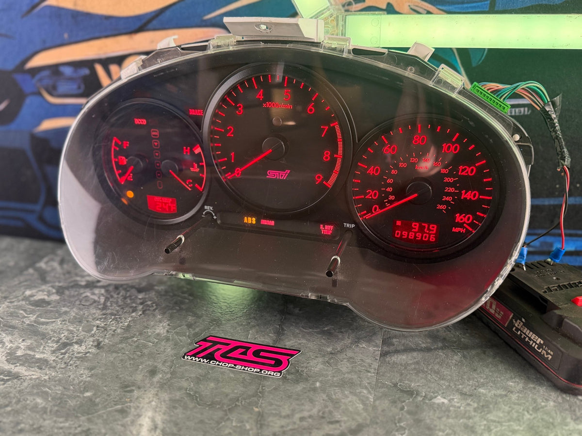 OEM Subaru STi gauge cluster w/ blacked out trim rings 2005 - 2007 DCCD ( wrx swap )