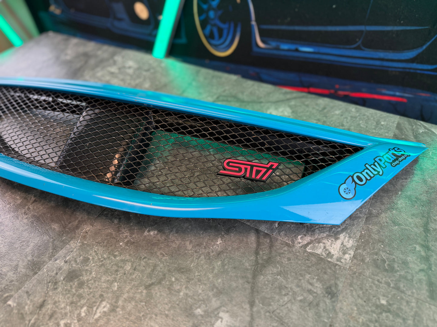 2008 - 2010 Subaru STi oem optional “ sport “ mesh grille assembly w: STi badge