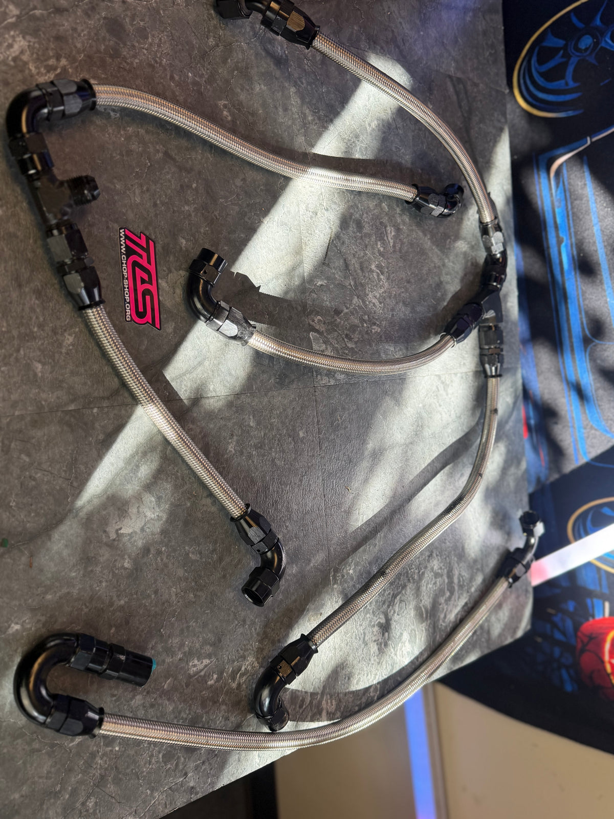 Under hood fuel lines Subaru STi 8 AN braided stainless steel w/ fittings