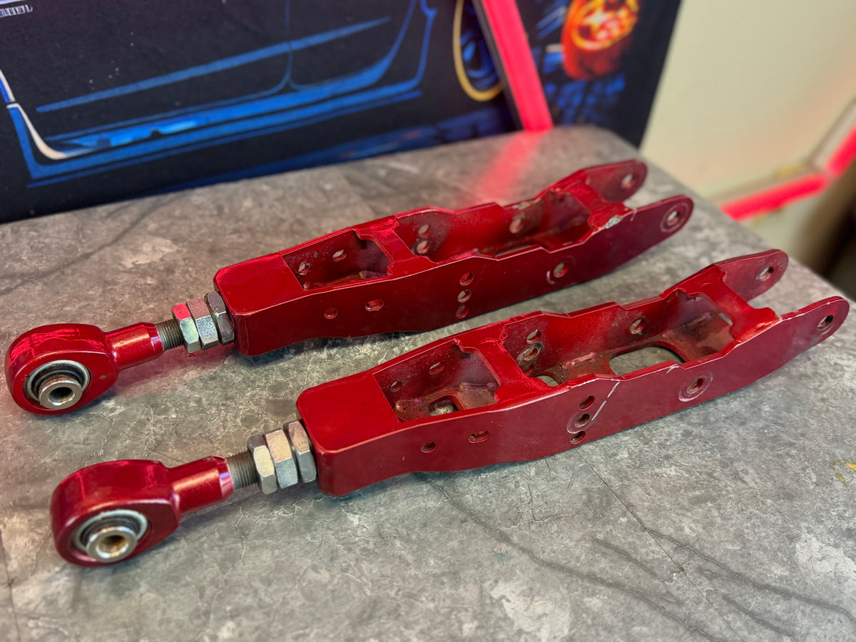 Whiteline rear lower adjustable control arms 2008 - 2021 Subaru STi & wrx RED