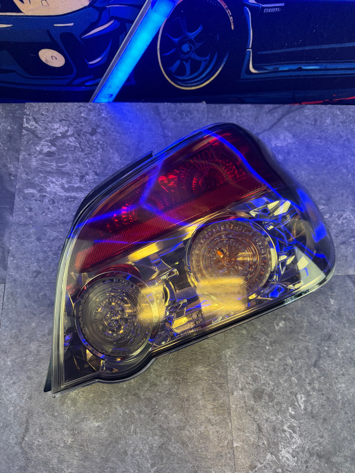 2006-2007 Subaru WRX STi Sedan OEM Rear Tail Lights Tinted Pair Set Chrome
