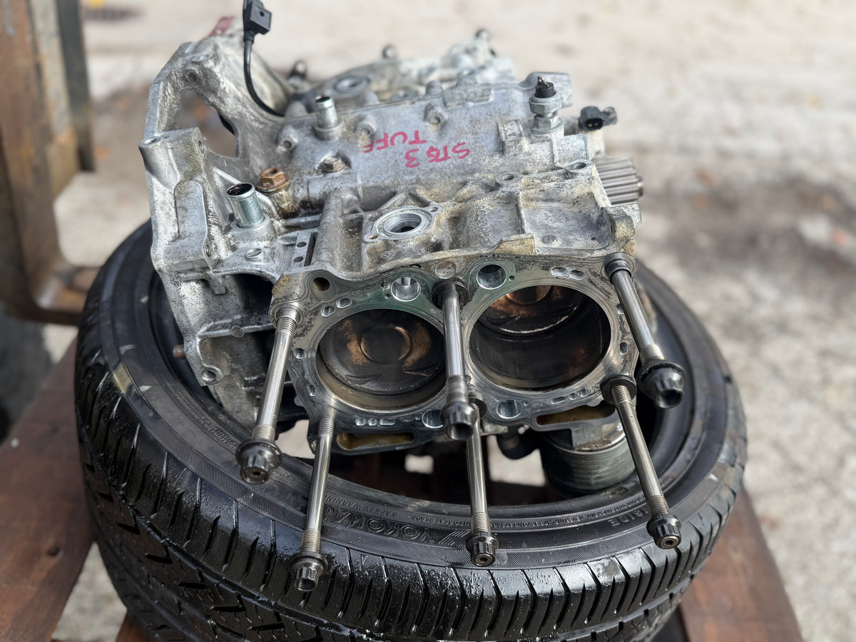IAG STAGE 3 TUFF short block USED closed deck ej257 99.75 MM forged , I beam rods , arp rod bolts , nitrate crank , 1/2” drilled , ARP 1/2” studs included