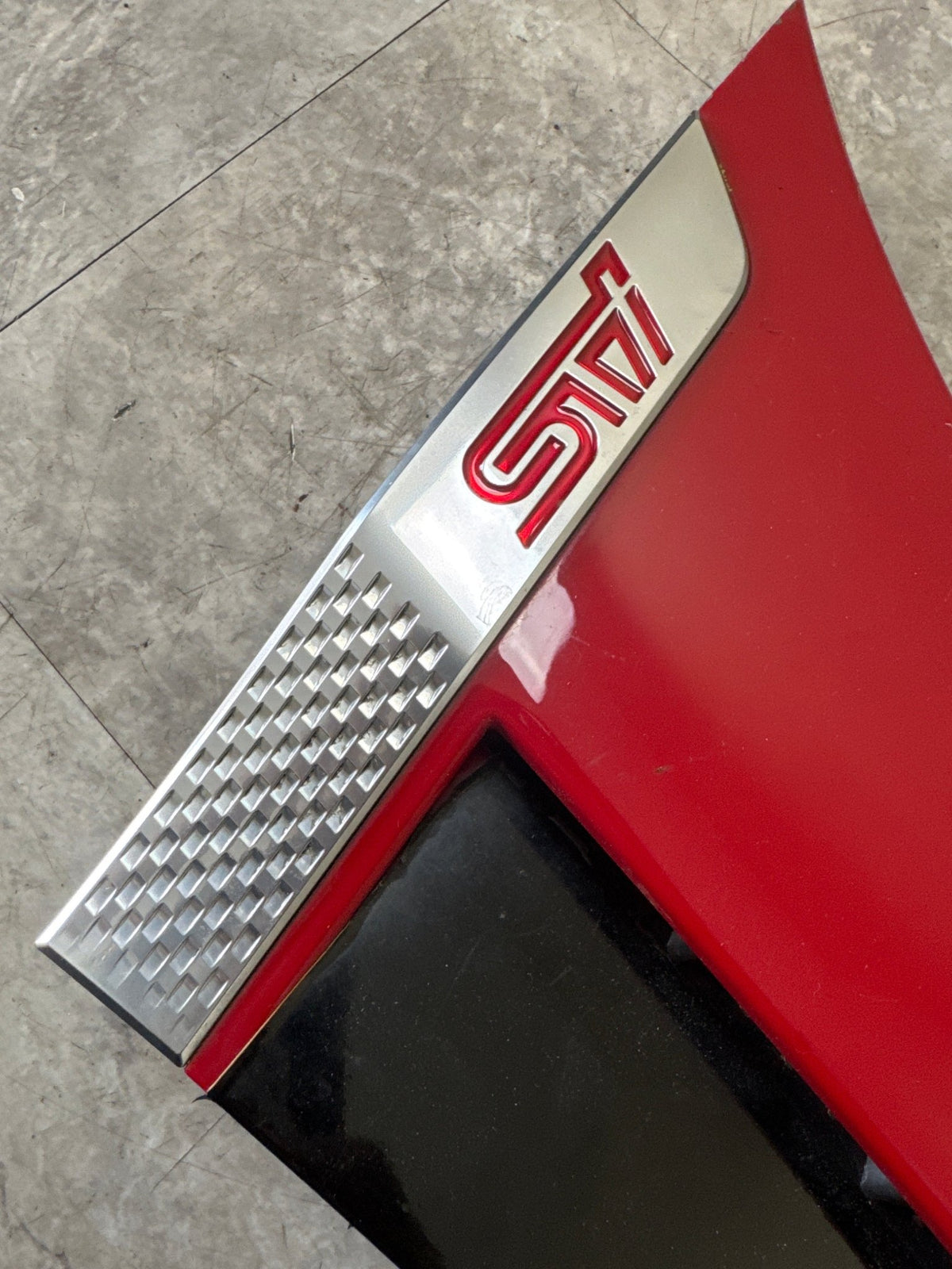 2015-2021 Subaru WRX STi OEM RH Fender Garnish Lightning Red