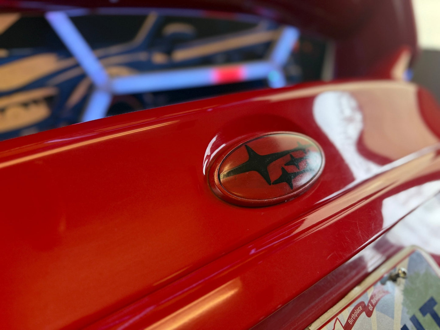 LIGHTNING RED 2015 Subaru STi oem trunk & wing w/ gurney flap c7p back up camera