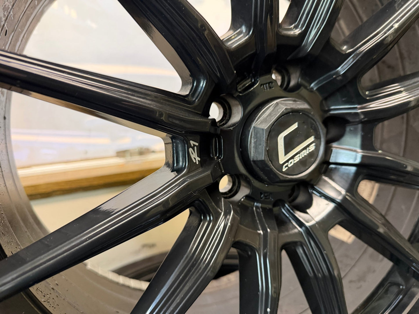 COSMIS racing r1 r-1 wheels 5x100 Subaru wrx 2002-2014 18x9.5 +35 w/ nitto 555 g2 265/35zr18 tires
