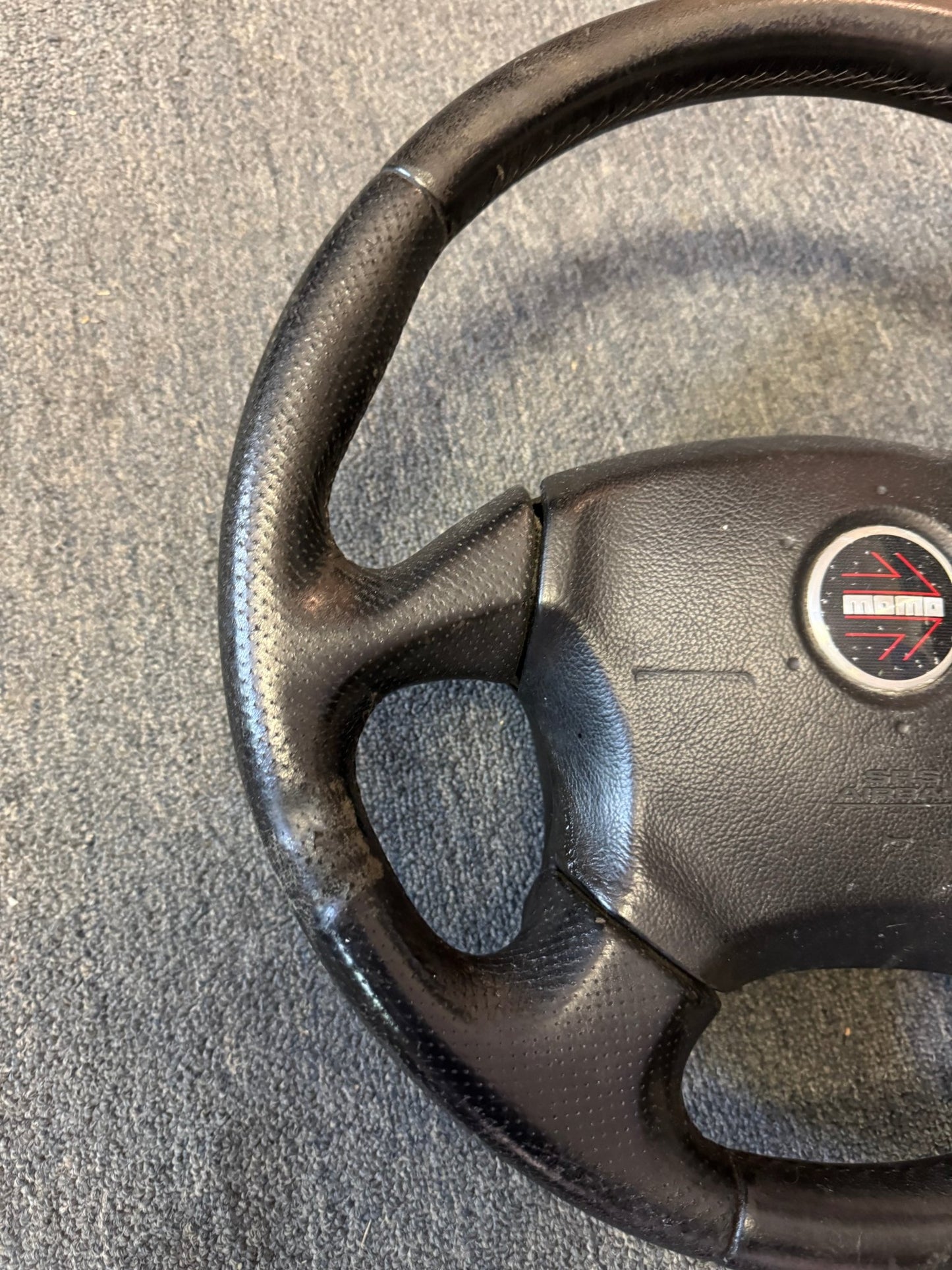 2004-2005 Subaru Impreza WRX OEM Momo Steering Wheel Assembly With MOMO Red Airbag