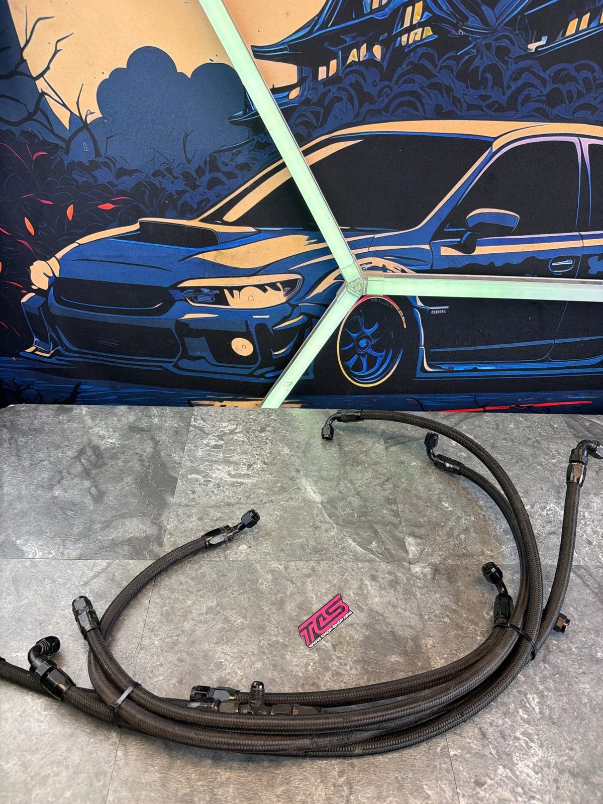 FUEL lines braided SS stainless steel Subaru STi & wrx w/ fittings
