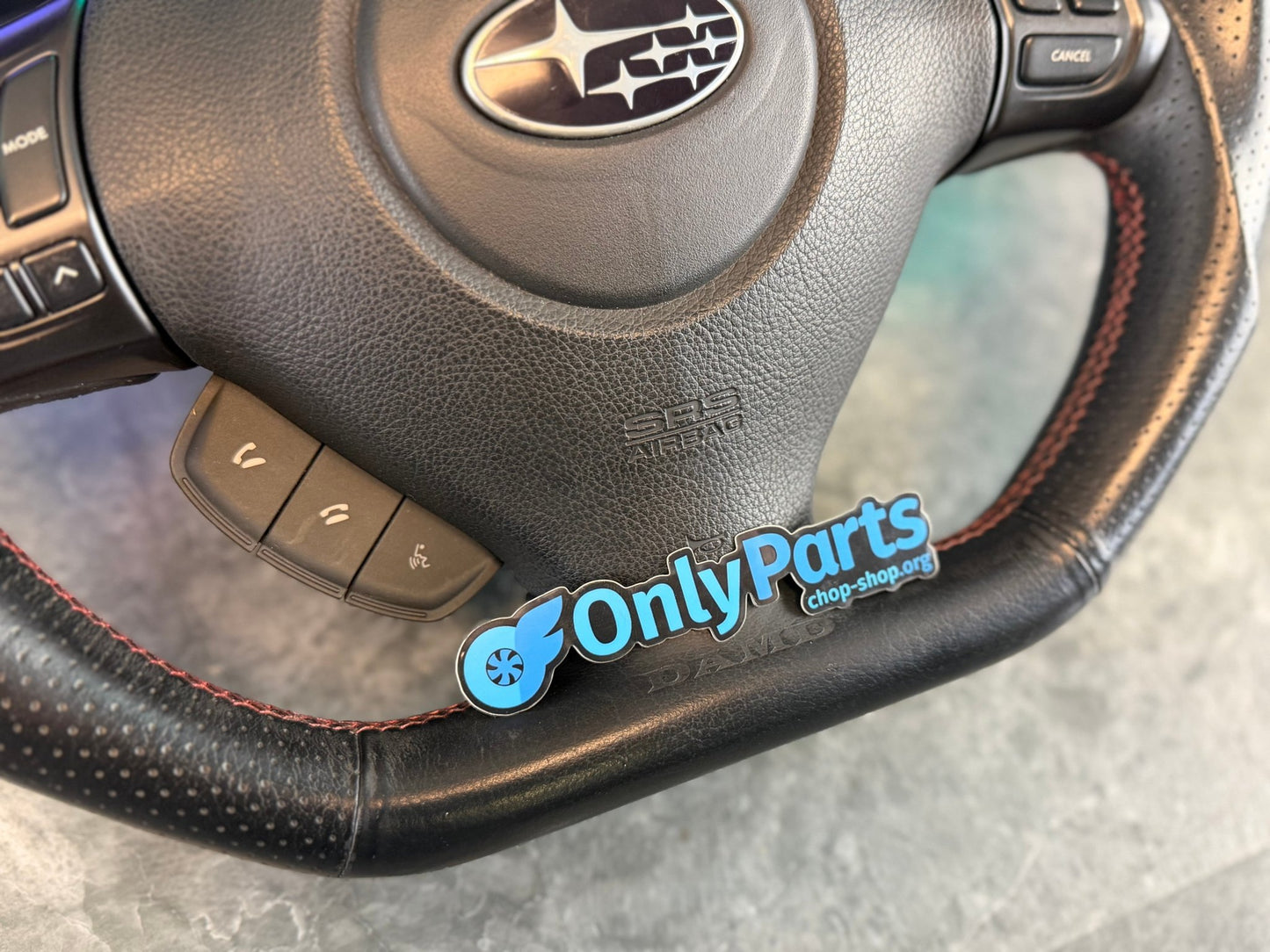 DAMD flat bottom steering wheel “ d “ shaped carbon fiber complete 08-14 Subaru STi & wrx
