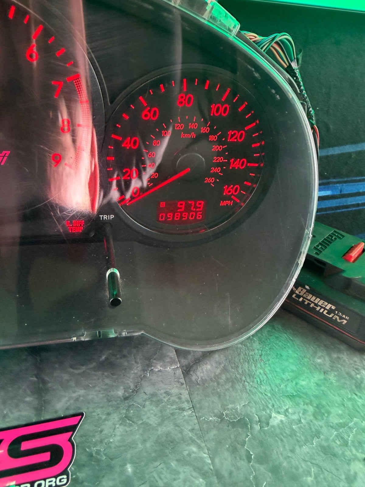 OEM Subaru STi gauge cluster w/ blacked out trim rings 2005 - 2007 DCCD ( wrx swap )