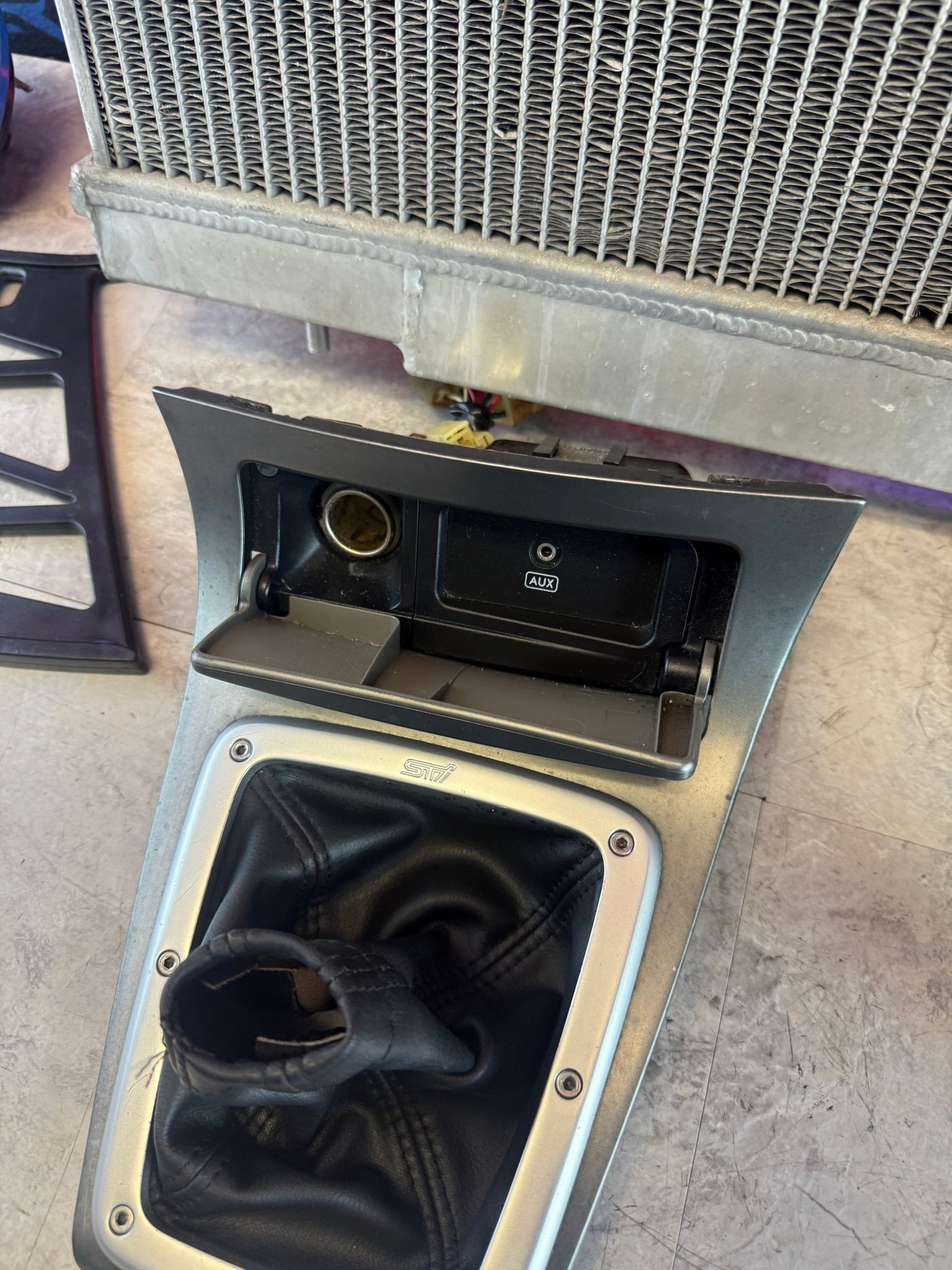 2007 Subaru STi oem six speed shifter trim assembly 05–07 STi w/ trim ring and six port