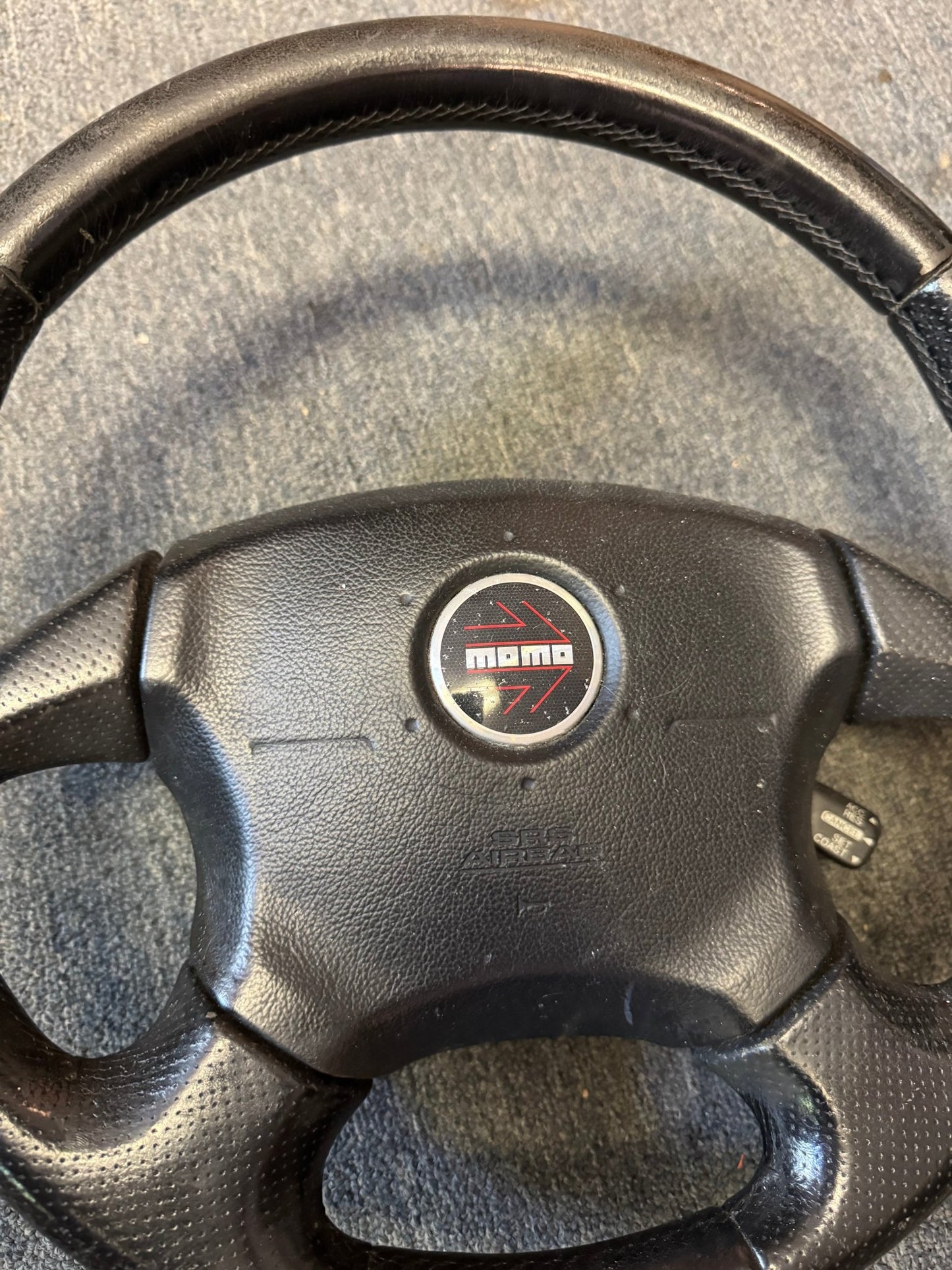2004-2005 Subaru Impreza WRX OEM Momo Steering Wheel Assembly With MOMO Red Airbag