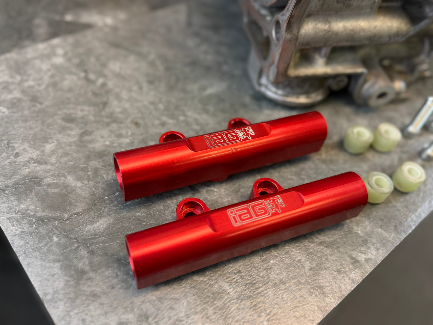 IAG fuel rails v2 top feed 02-14 wrx and 07-21 Subaru STi w/ spacers and bolts