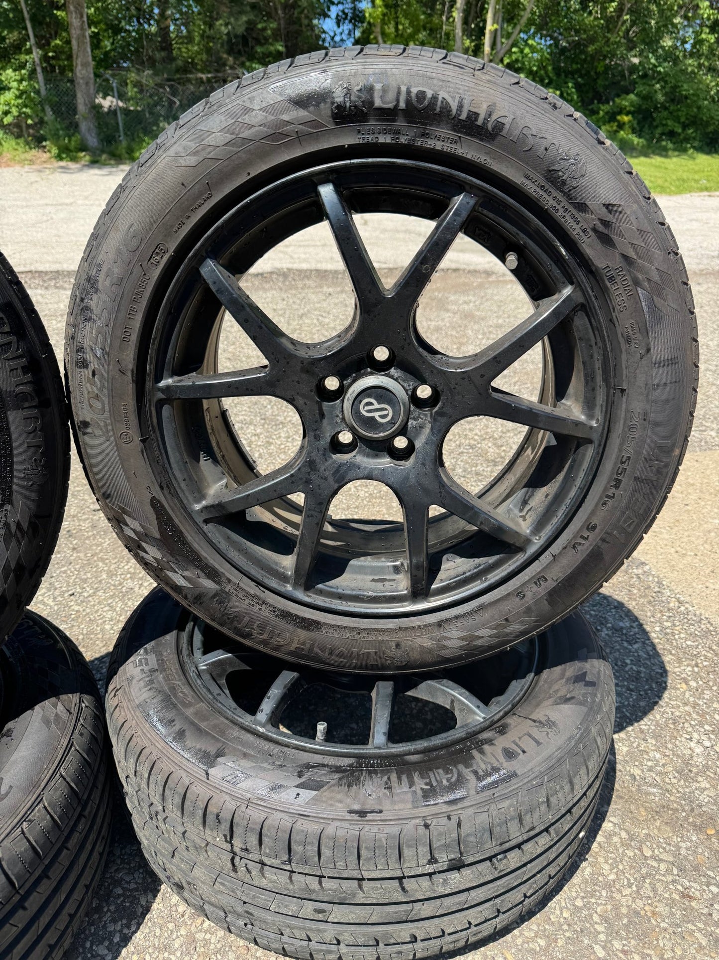 Enkei M52 16x7 ET45 5x100 Black Set Of 4 Wheels With Lionhart LH-501 Tires Set