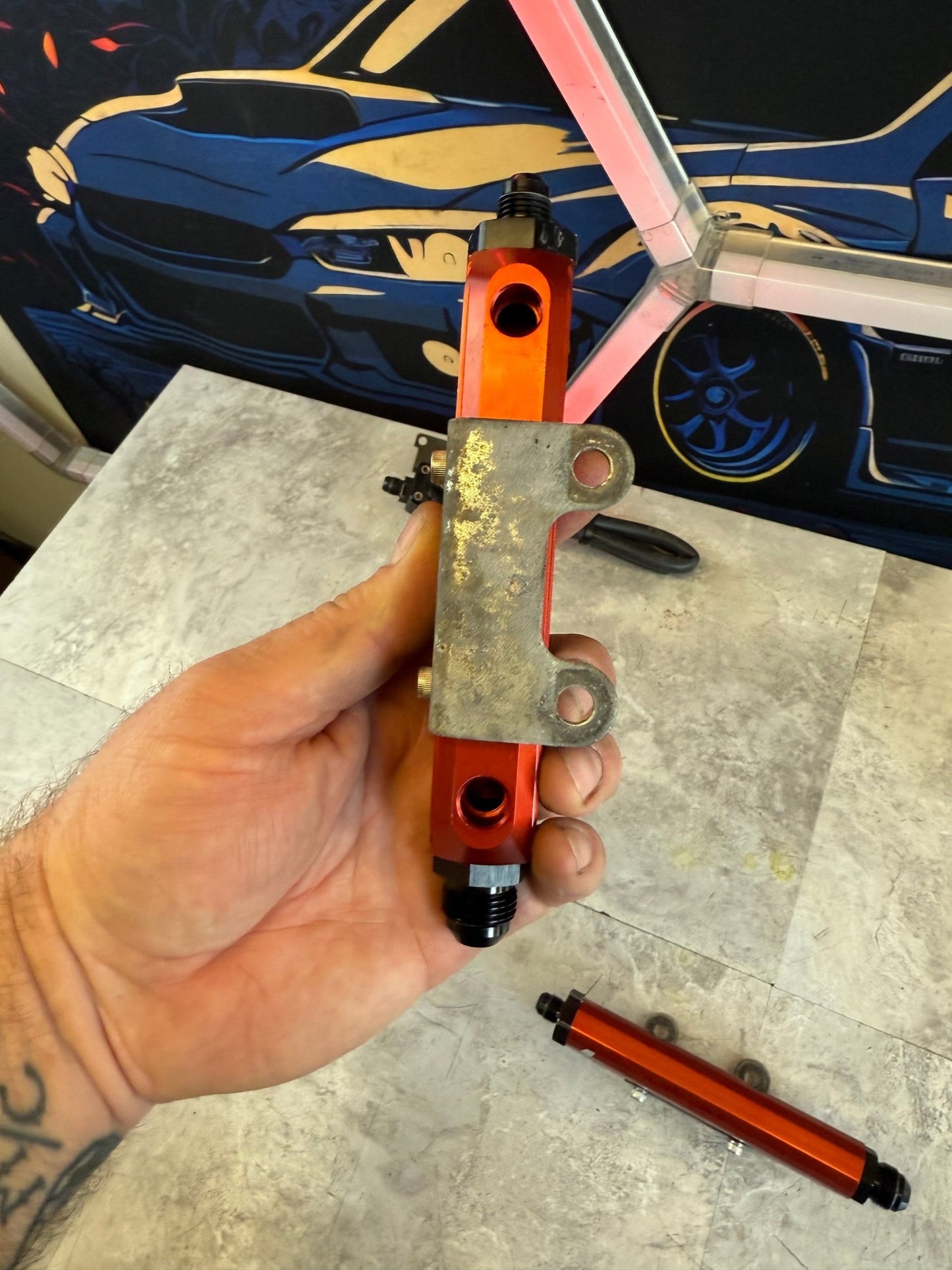 AREOMOTIVE top feed red billet fuel rails SUBARU wrx & STi w/ fittings