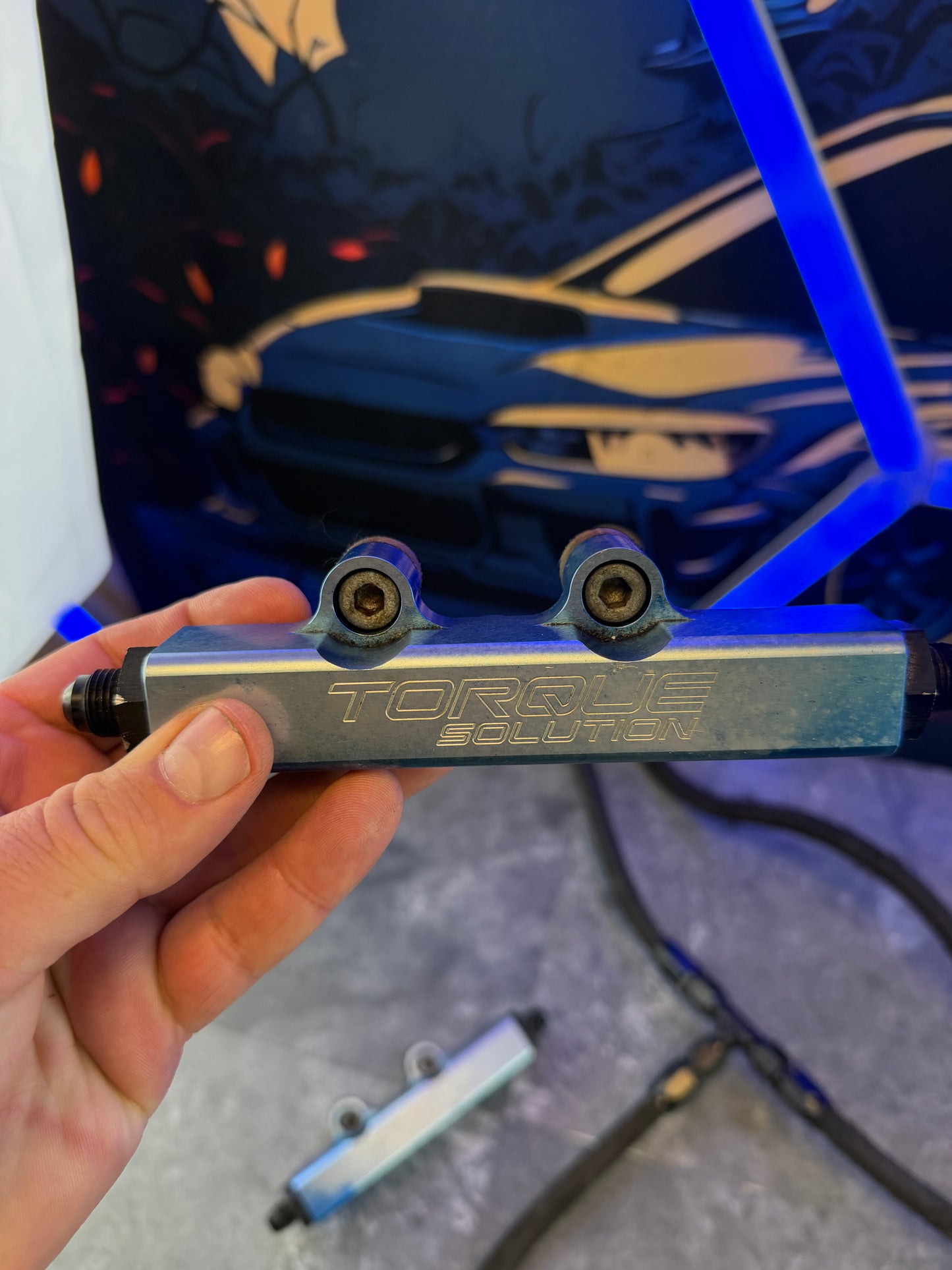 Torque solutions billet top feed fuel rails for Subaru STi & wrx w/ lines and areomotive a 1000 fuel pressure regulator