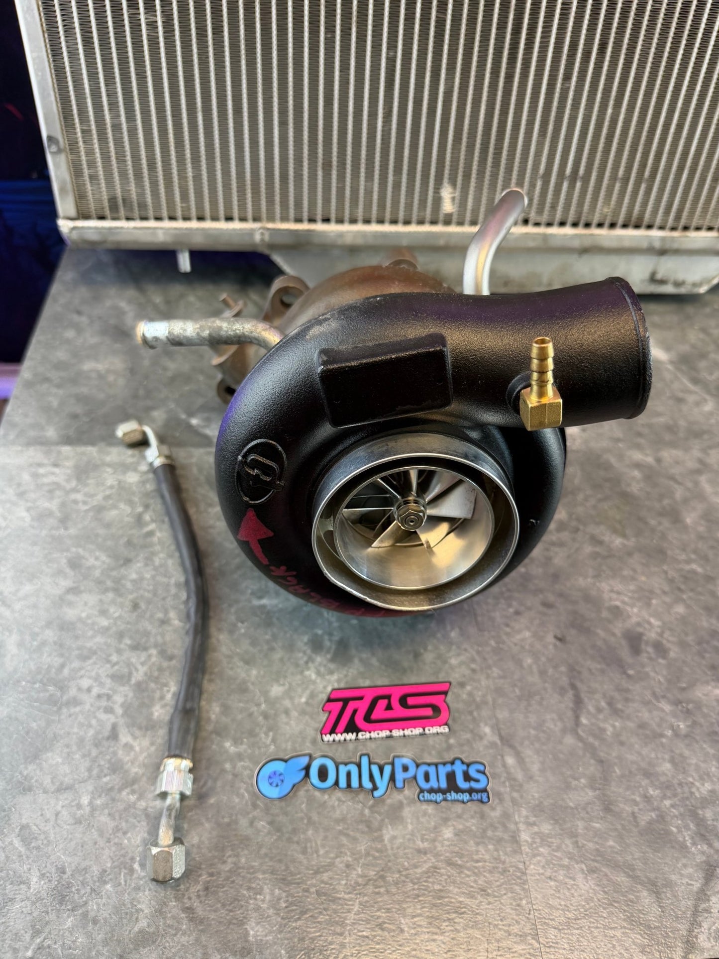 FP “ black “ stock location turbo Subaru STi & wrx ej257 forced performance 84 HTZ 3.25” cover JB 10 CM