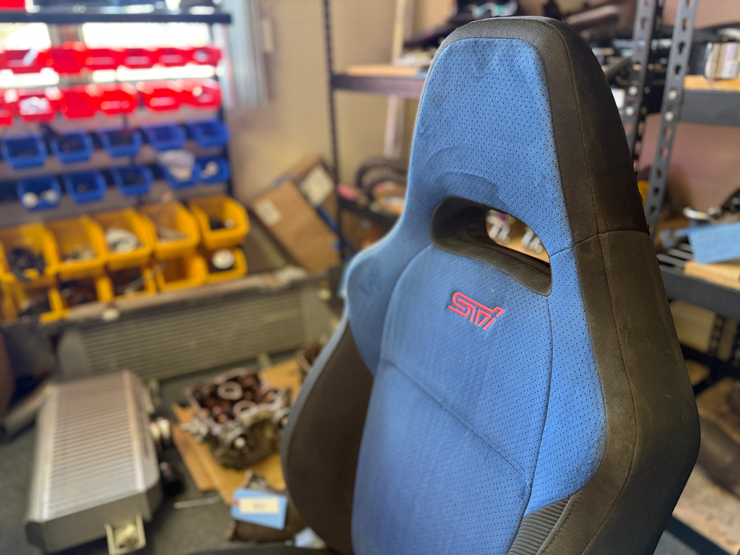 SUBARU oem STi seats front pair 2002-2007 wrx & Impreza cherry blossom pink logo