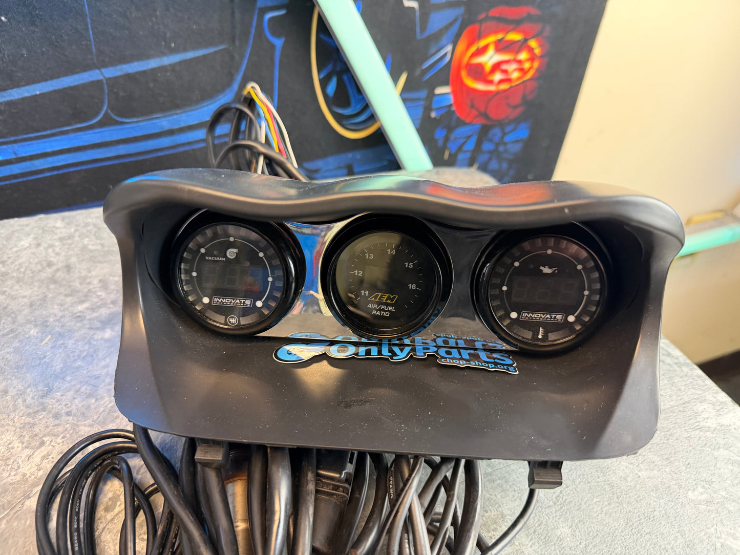 GAUGE  dash clock  2002 - 2007 wrx & 04 - 07 Subaru STi w/ ATI pod triple , aem AFR , innovative BOOST & oil temp