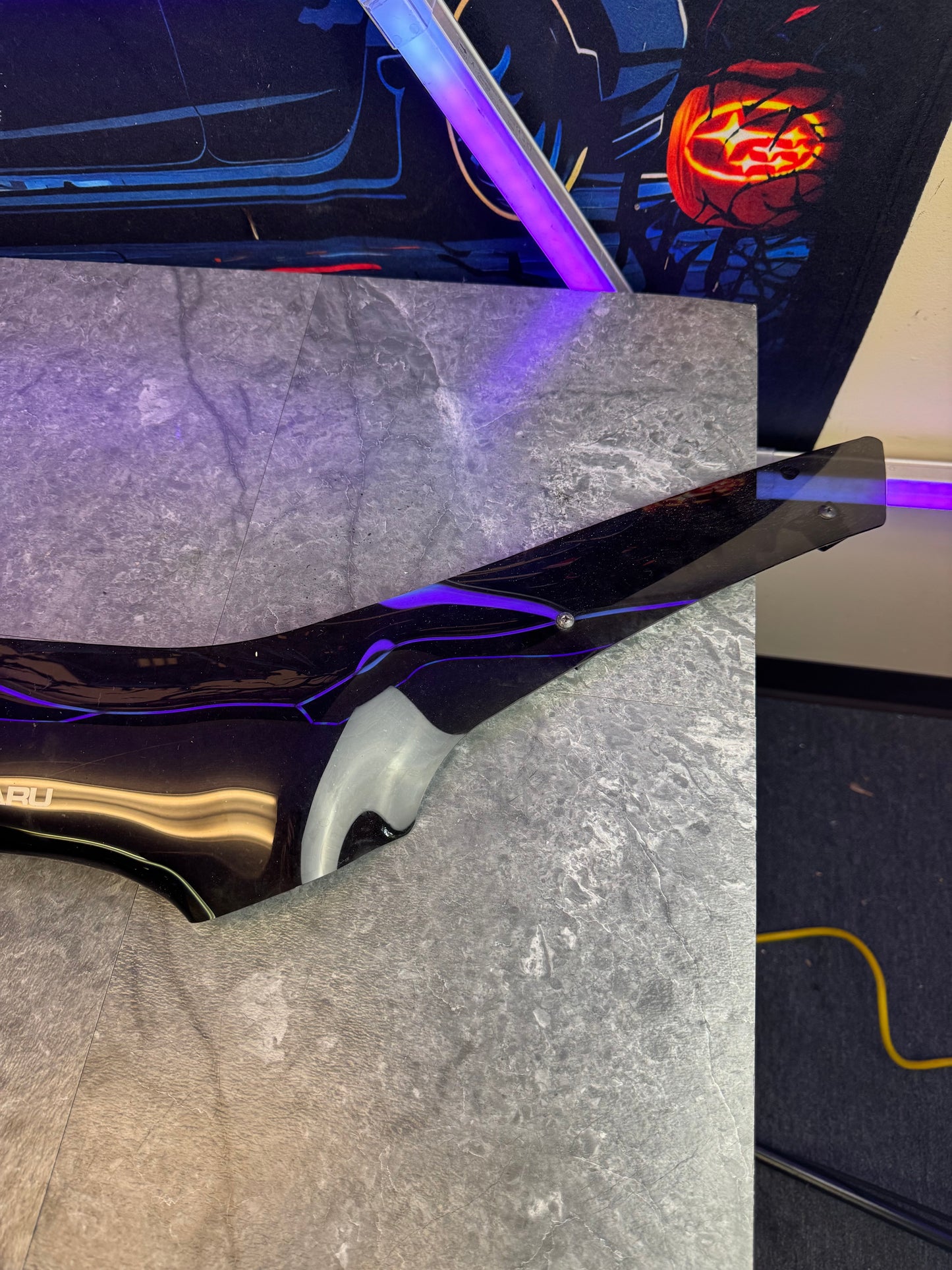 2004-2005 Subaru WRX STi OEM Acrylic Hood Deflector Bug Shield Trim Assembly