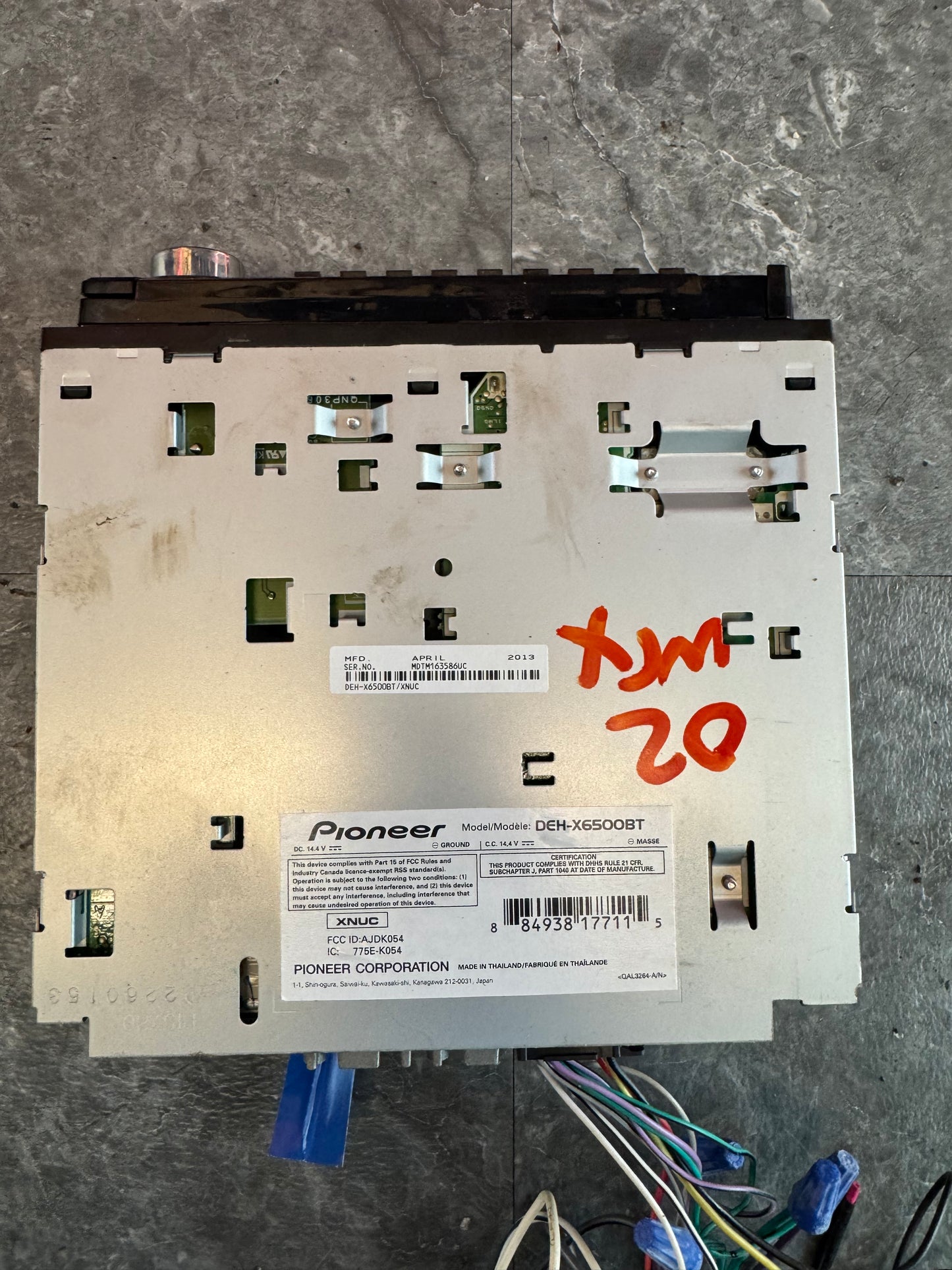 Pioneer DEH-X6500BT Single Din Headunit Assembly