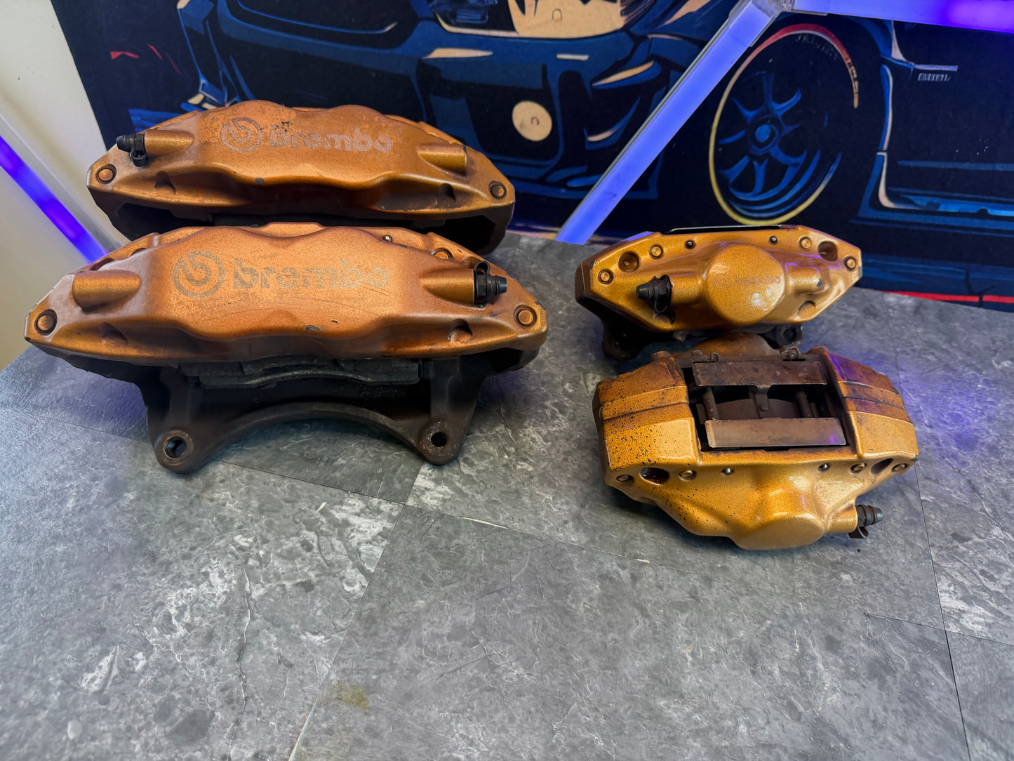 Subaru STi 2004 - 2007 STi oem authentic gold brembo brake calipers ( wrx swap ) NEED REPAIRED