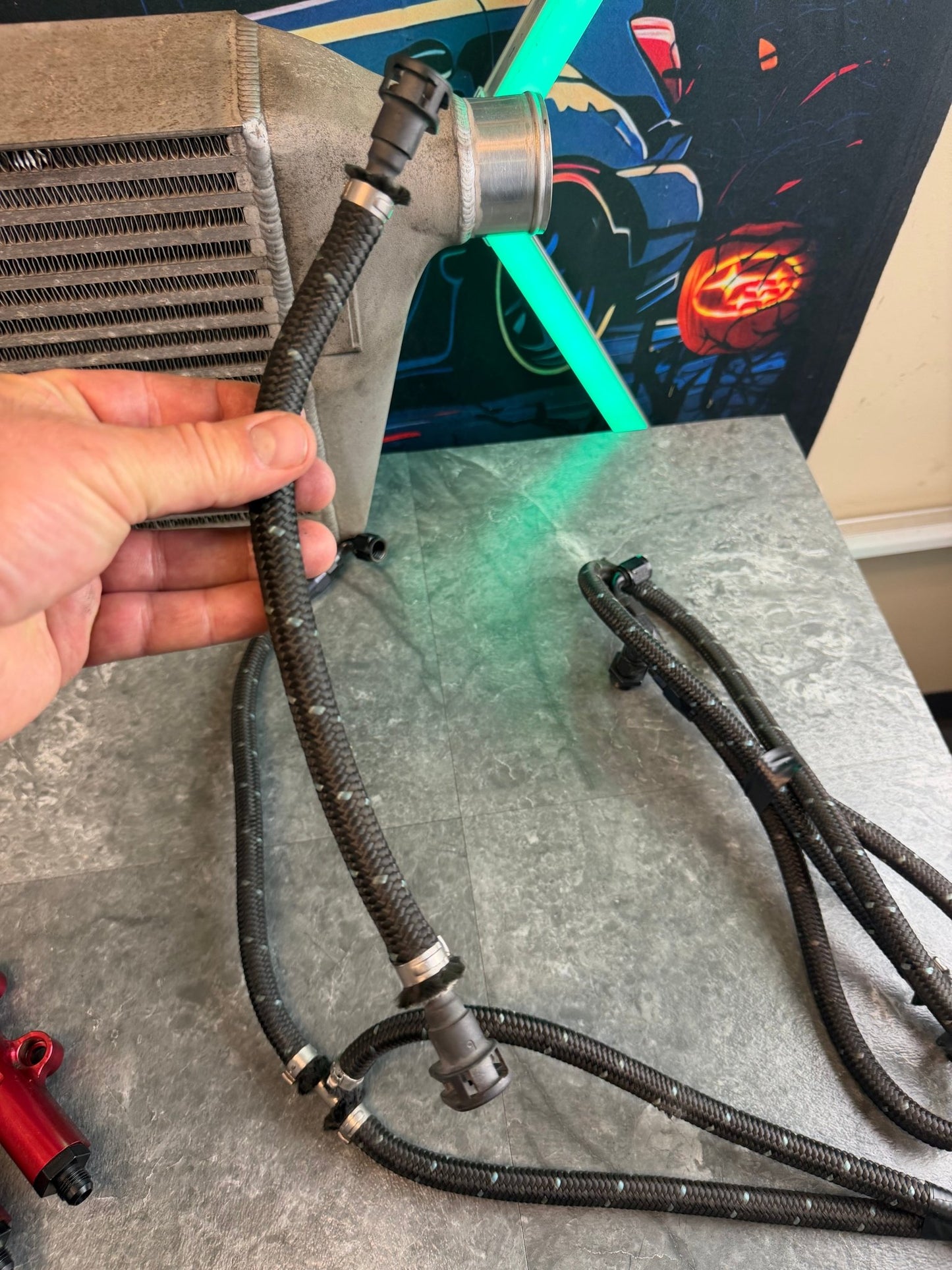 Under hood fuel kit w/ braided ss lines , quick connects, oem fpr w/ adapter and IAG v2 billet rails