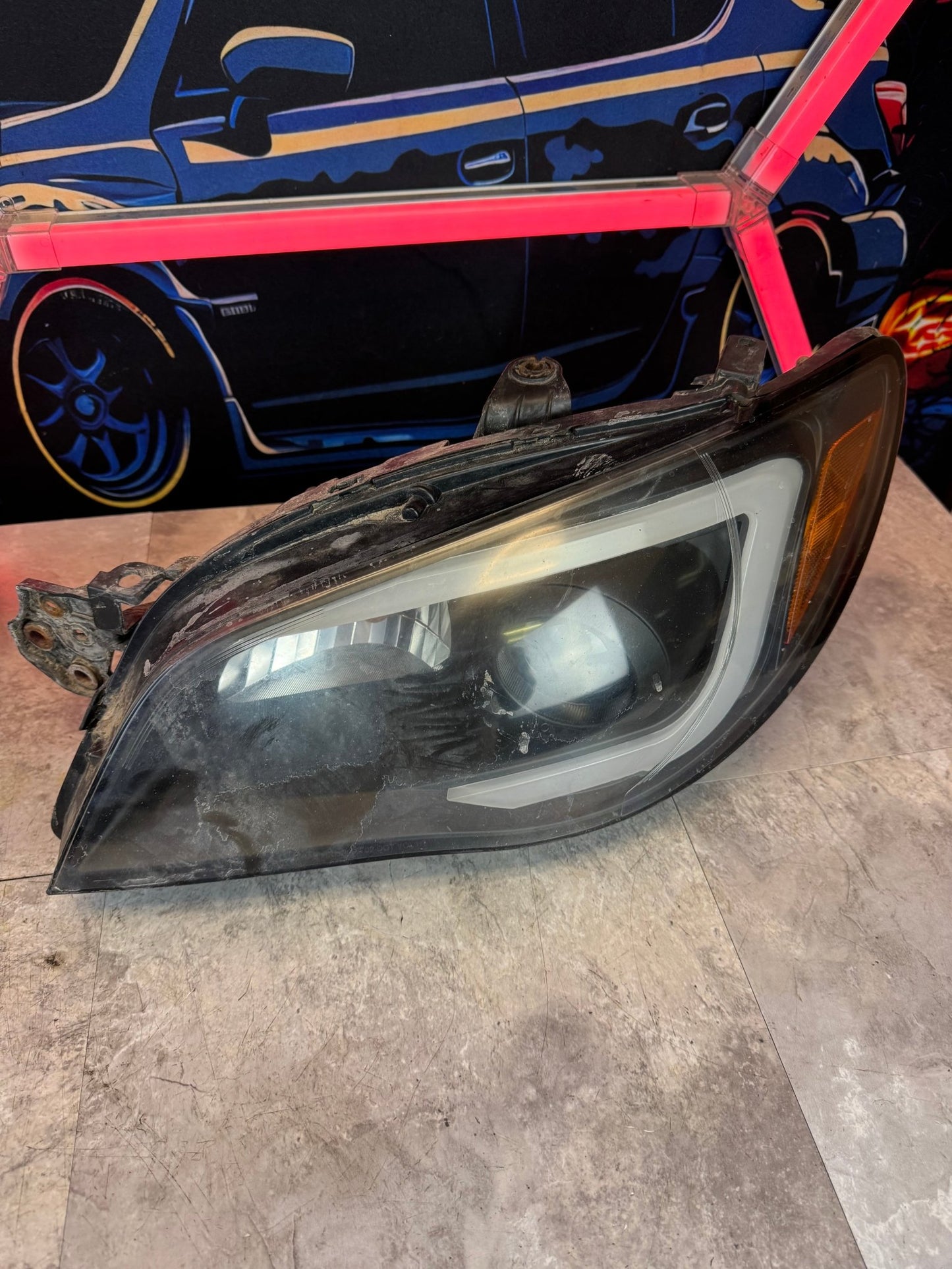 2006-2007 Subaru Impreza WRX STi Aftermarket LED Bar Headlight Pair Assembly B2