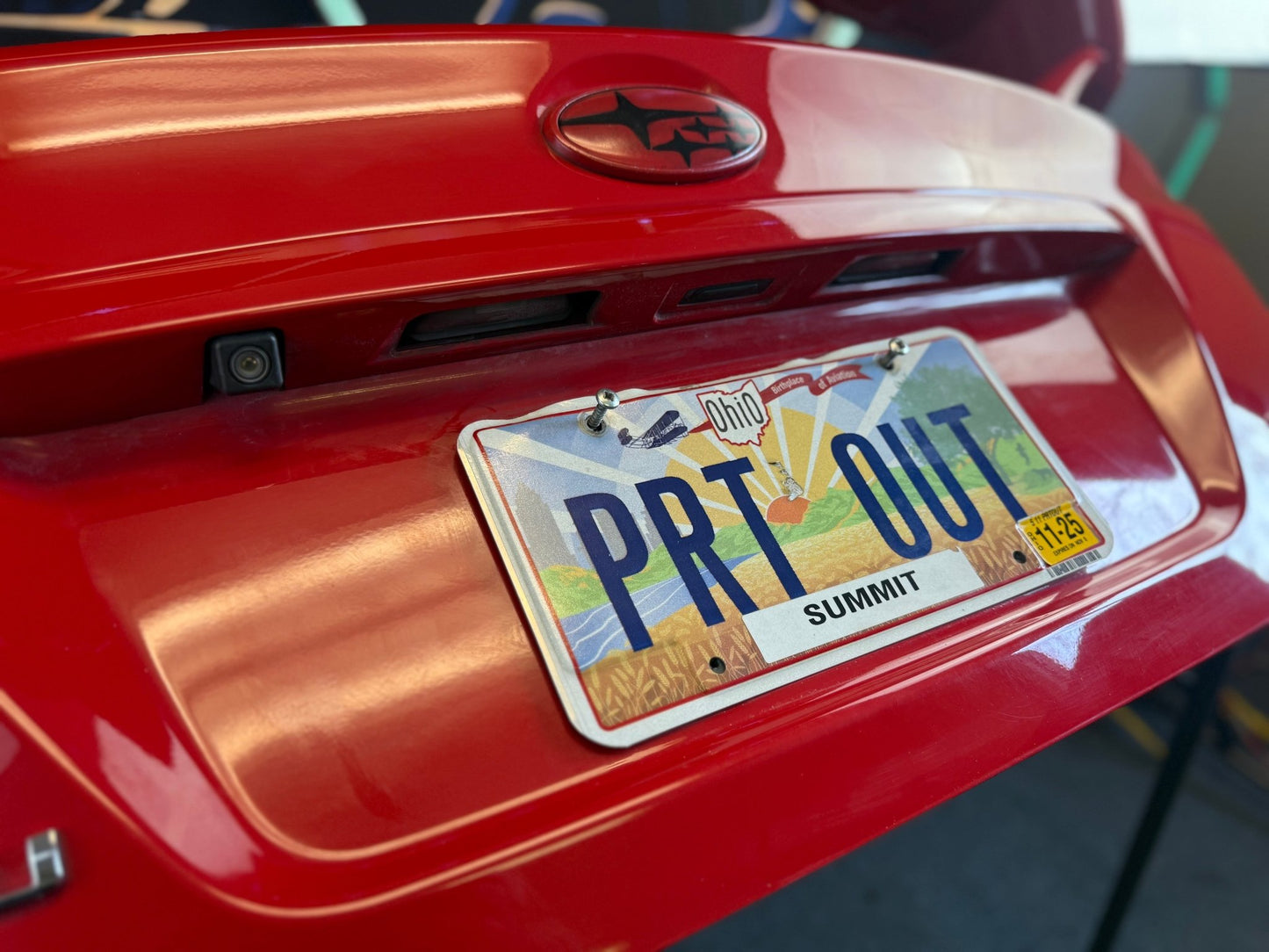 LIGHTNING RED 2015 Subaru STi oem trunk & wing w/ gurney flap c7p back up camera