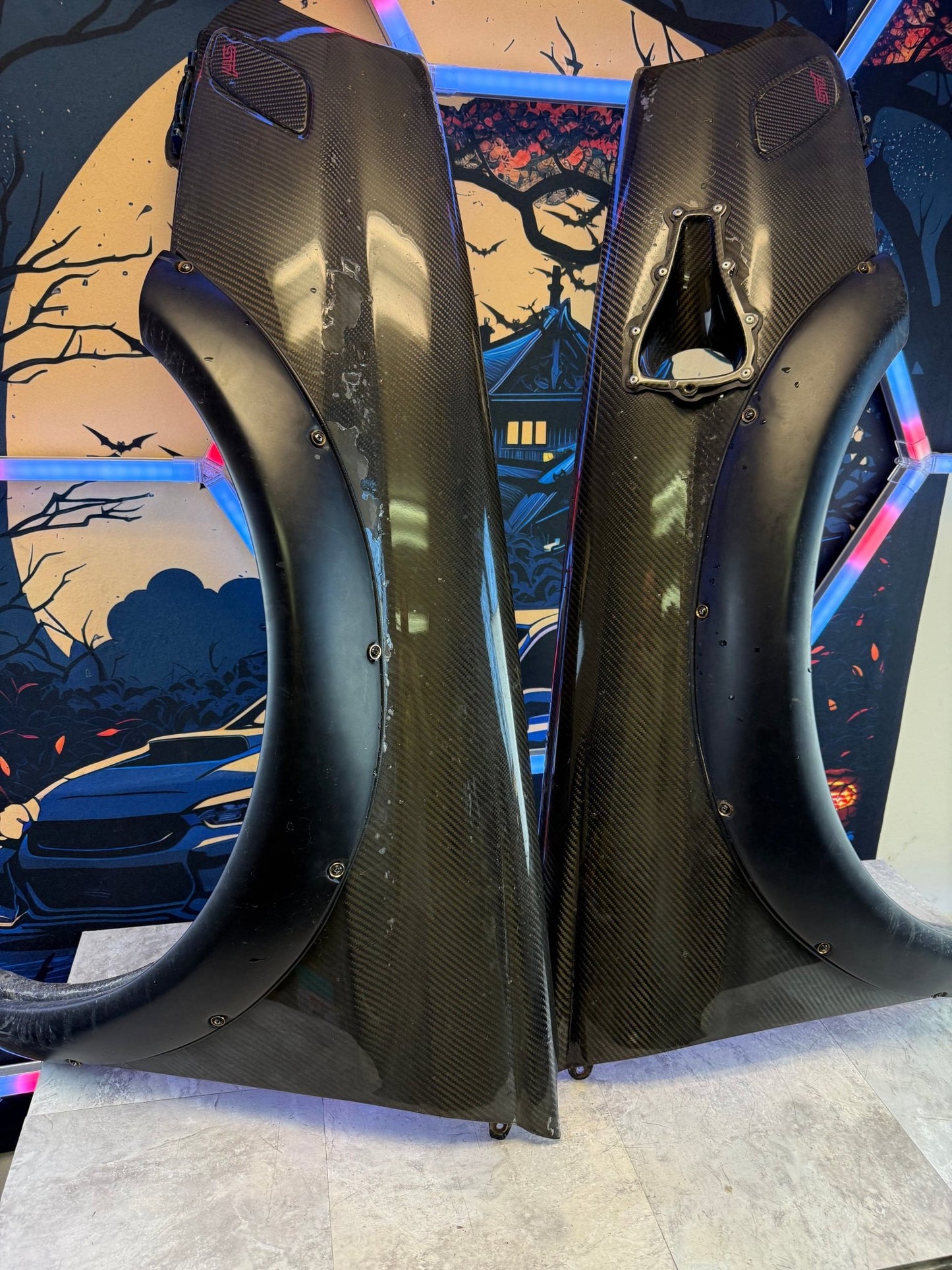 2002-2003 Subaru WRX Carbon Fiber Front Fenders Bugeye Karlton Flares & Jdm Carbon Light Deletes