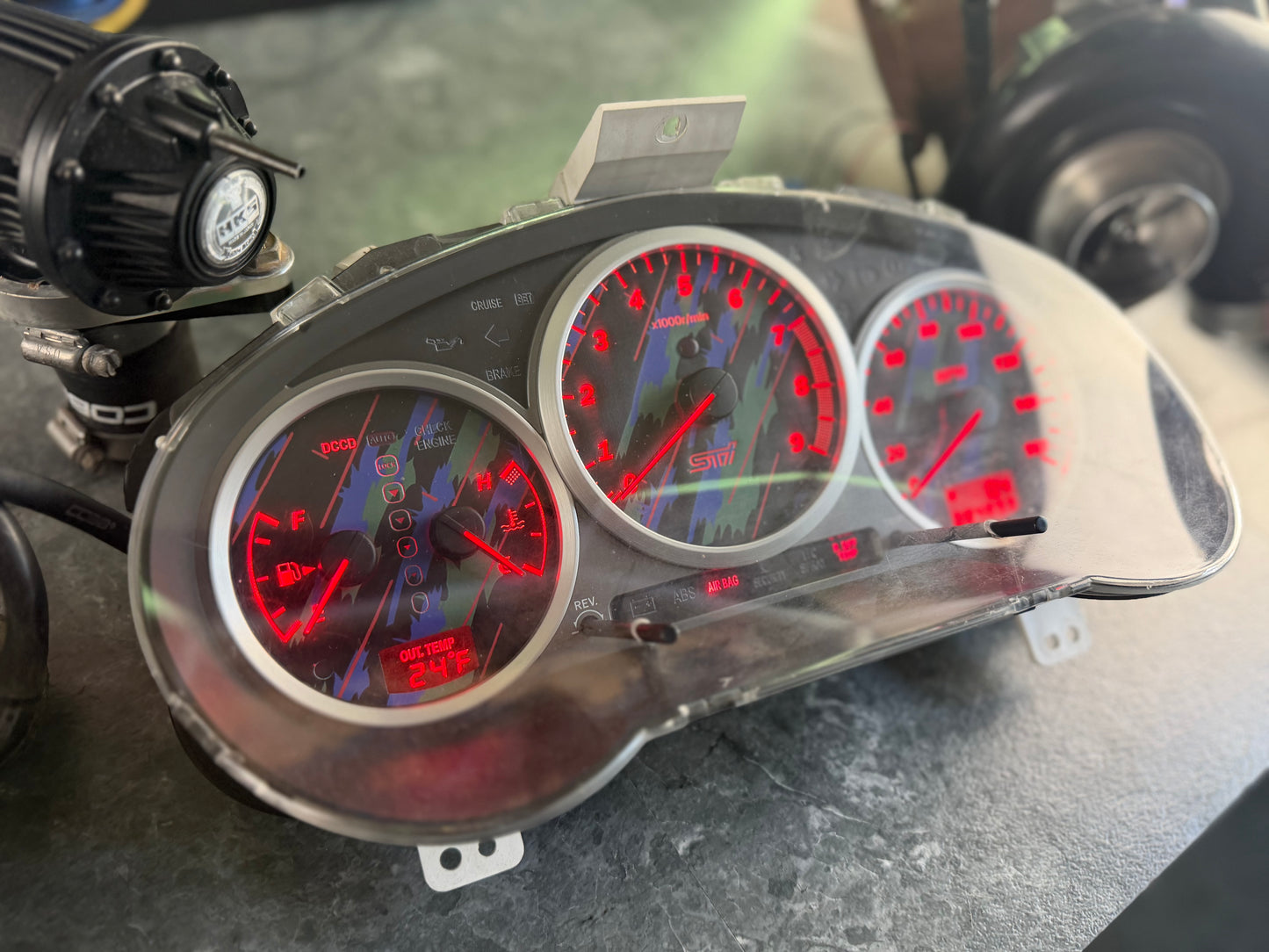 Subaru STi gauge cluster oem 2004 w/ HKS oil slick over lay DCCD 6 speed swap 84k miles