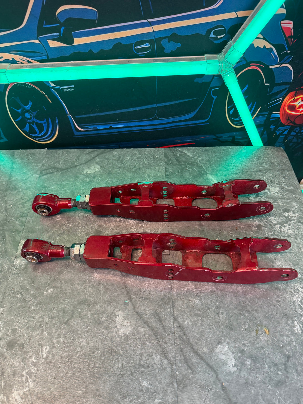 Whiteline rear lower adjustable control arms 2008 - 2021 Subaru STi & wrx RED